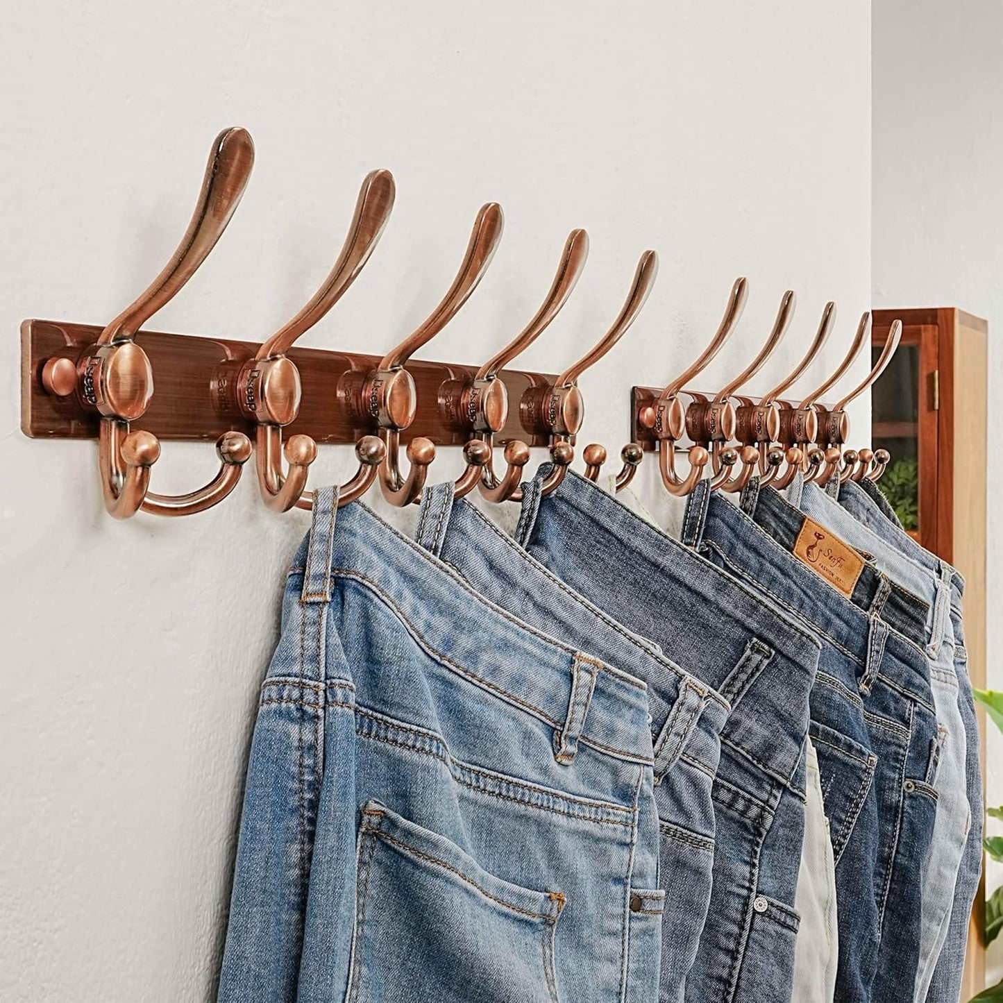 Dseap Coat Rack Wall Mount 2.0 Pro: Heavy Duty 300% Thicker, 16" Stud Mount, Stainless Steel Wall Coat Hooks Hanger for Clothes Jackets Hats Entryway Closet, MaxStrong Series, Antique Copper