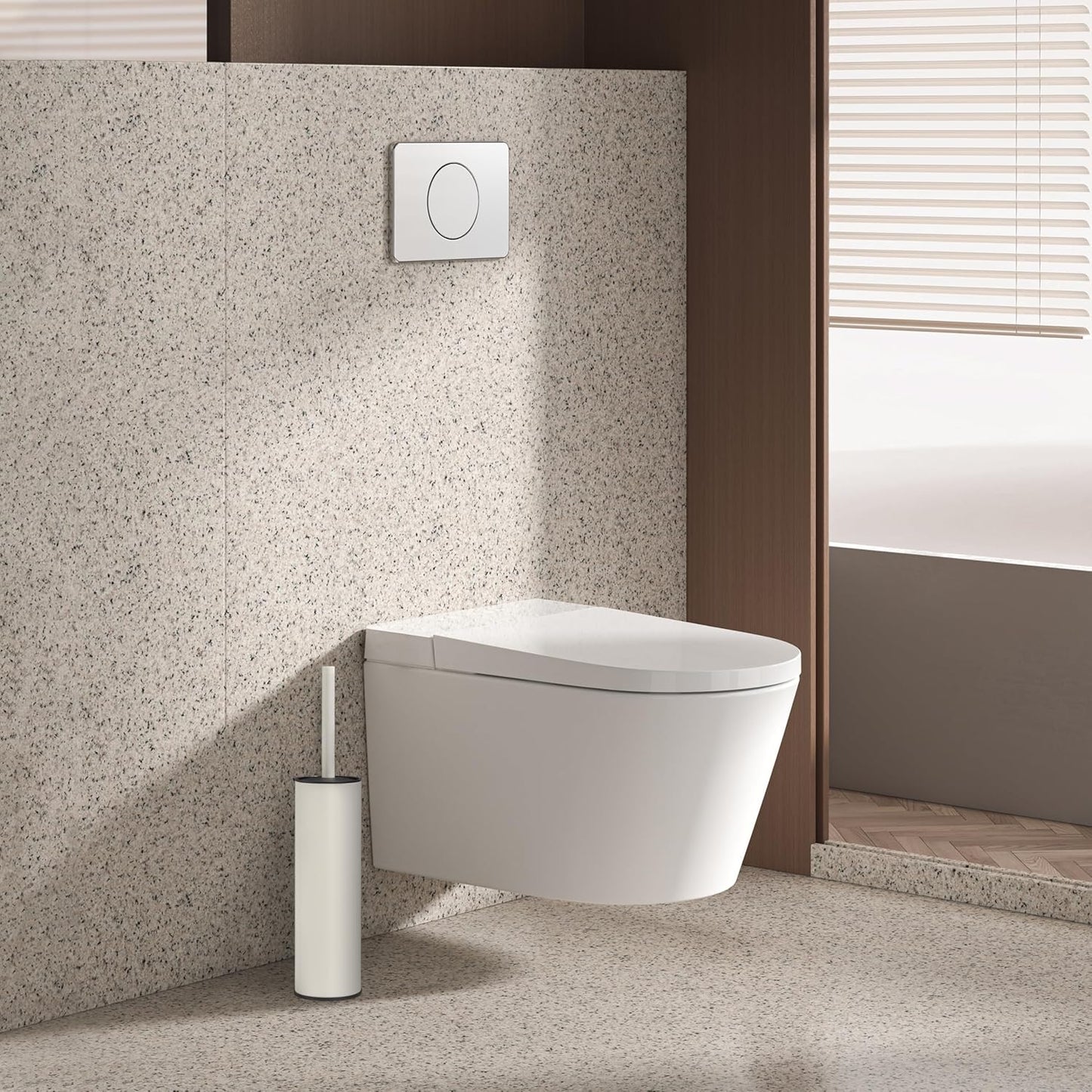 BGL White Toilet Brush and Holder,Stainless Steel Toilet Brushes for Bathroom with Holder