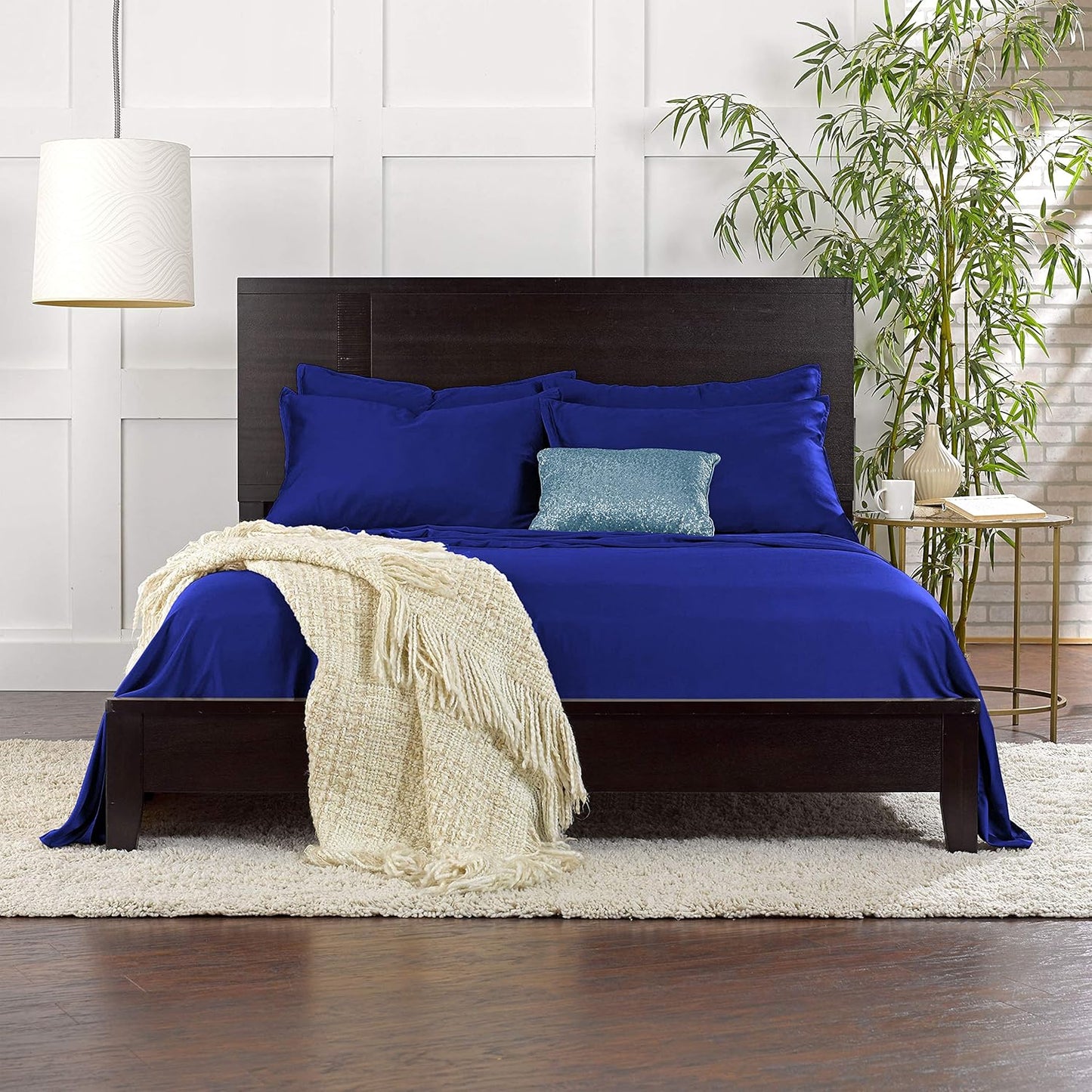 King Pillowcases by Pure Bamboo, Genuine 100% Organic Viscose Derived from Bamboo, Luxuriously Soft & Cooling, Double Stitching, Envelope Closure (2 King Pillowcases, Cobalt Blue)