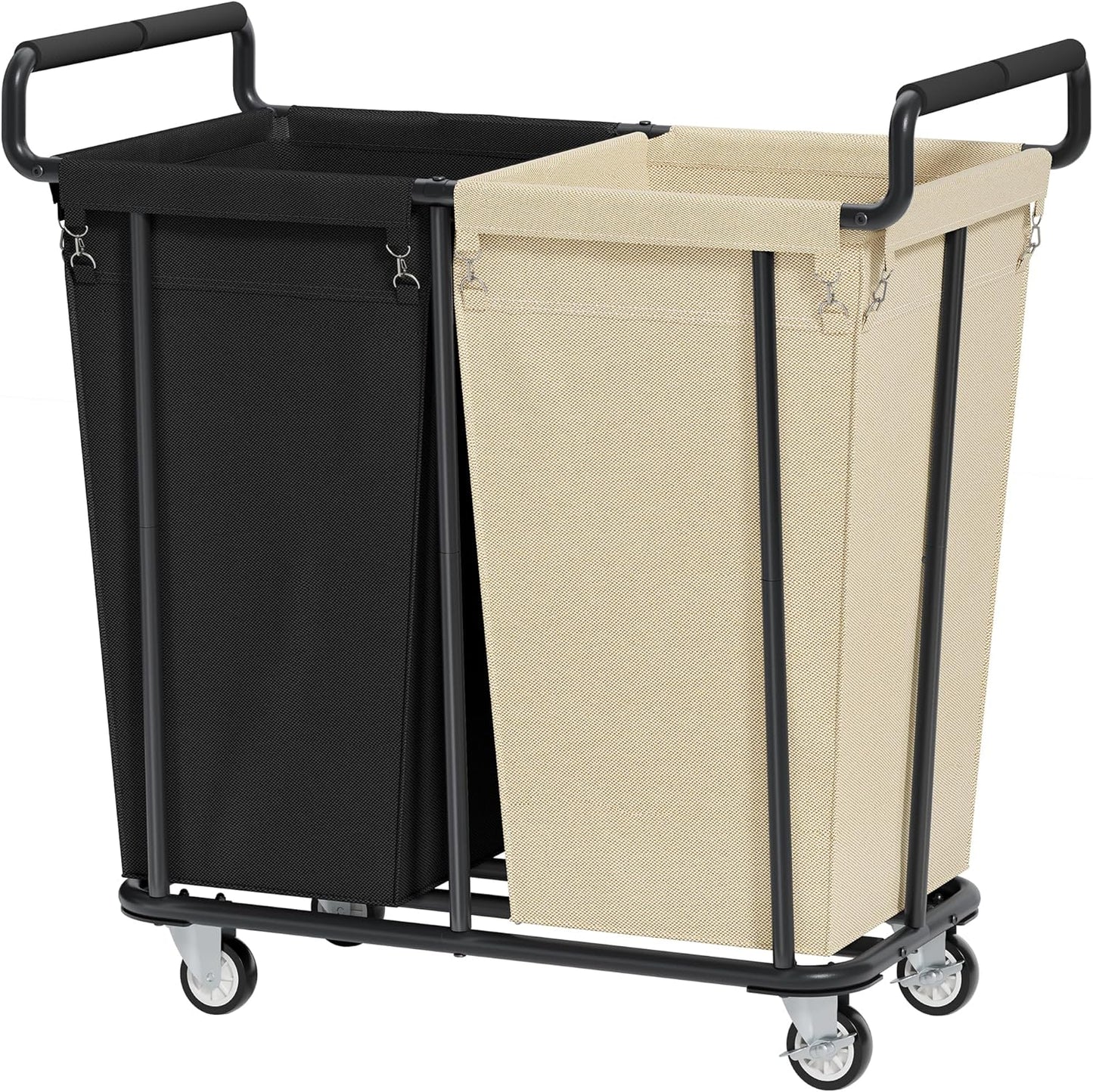 Large laundry hamper with Wheels, 2 Bag 360L Big Rolling Laundry Basket Sorter Cart, Extra Large Laundry Clothes Hamper, Heavy Duty Laundry Basket Organizer for Laundry Room,Bathroom