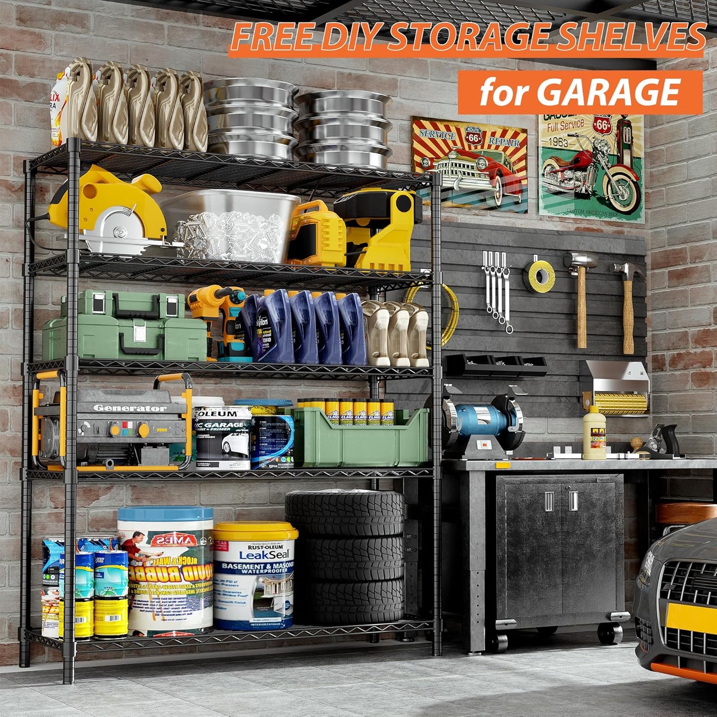 Storage Shelves Heavy Duty, 3 PCS 48" L x 20" W x 72" H Garage Wire Shelving Unit Loads 2000LBS, 5-Tier Adjustable Metal Industrial Utility Shelf Rack for Kitchen, Laundry Room, Warehouse, Basement