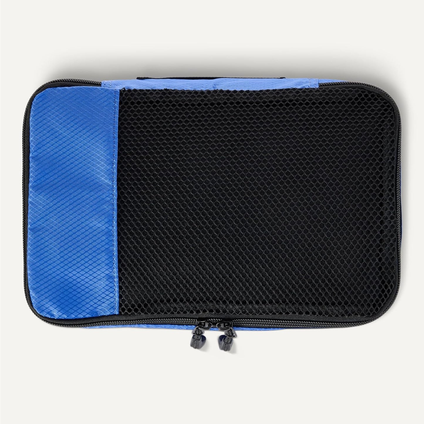 Amazon Essentials 4-Piece Packing Cubes Travel Accessories Set, Luggage Organizer with Double Zipper, Mesh Top, 100% Polyester, Small/Medium/Large/Slim, Blue (Previously Amazon Basics)