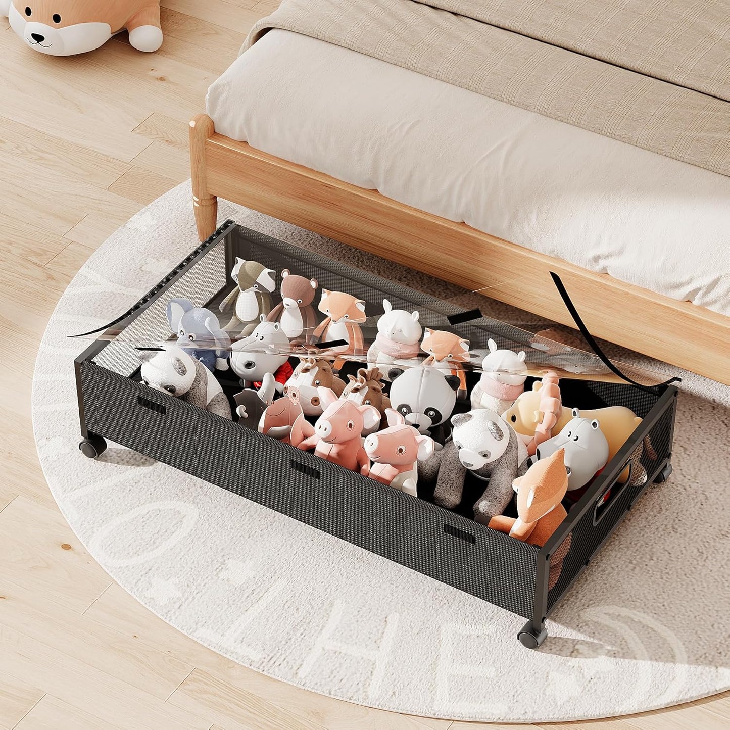 KITHELP Underbed Storage Containers with Wheels, Large Under Bed Drawers on Wheels with Removable Lids, Rolling Shoe Organizer Under Bed Storage Dresser Metal Drawers for Clothes Toys Blankets (1PACK)