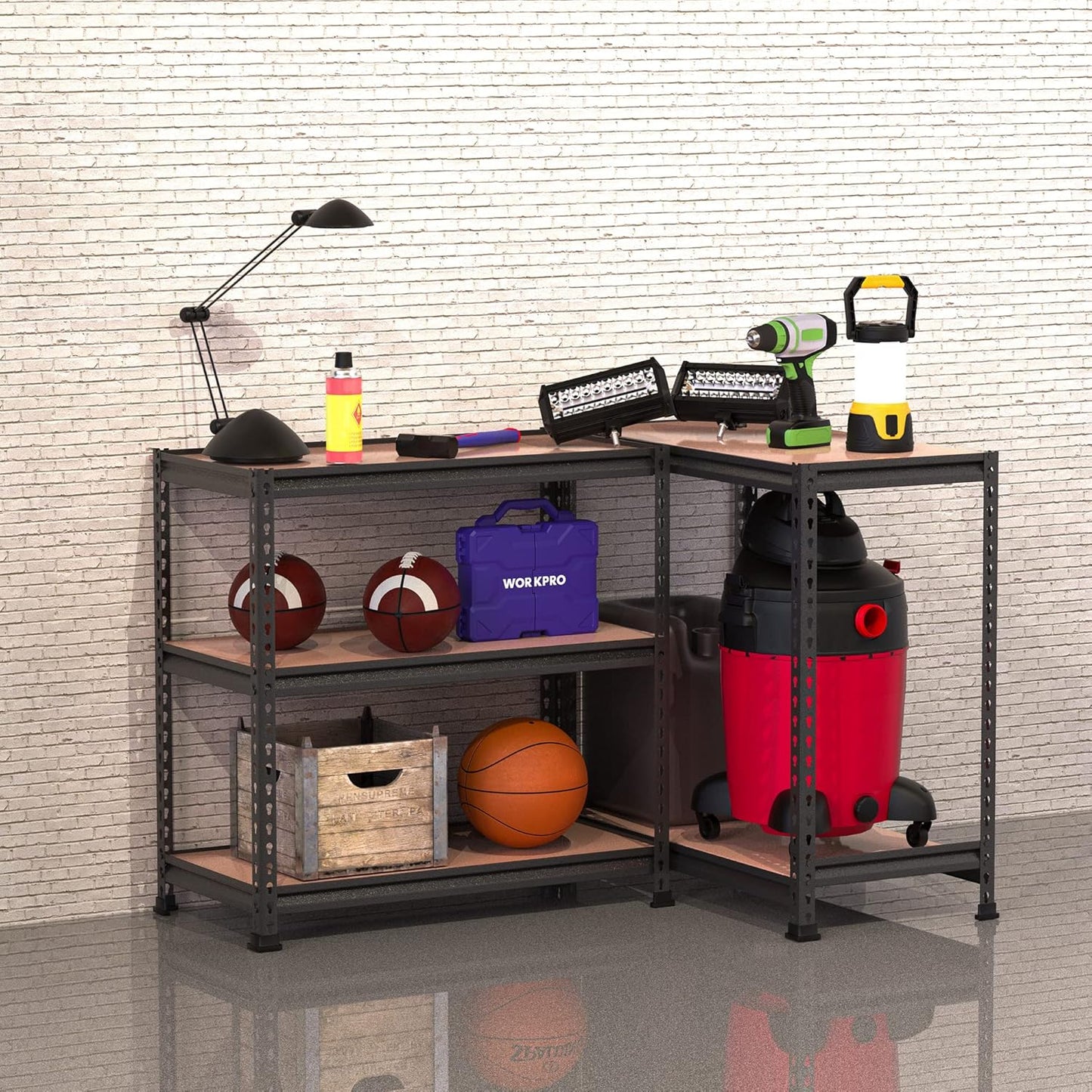 WORKPRO 5-Tier Metal Storage Shelving Unit, 36”W x 18”D x 72”H, Adjustable Storage Rack Heavy Duty Shelf with Particle Board, 4000 lbs Load Capacity (Total) for Garage Warehouse, Pack of 10