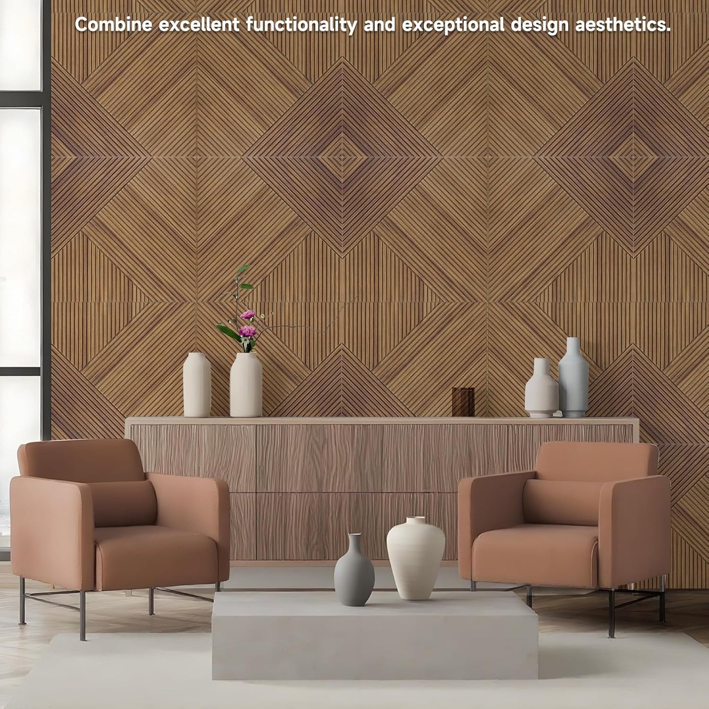 TO-TH Acoustic Wall Panels,6 Pack Total Size 72 x 48 Inches,Self-Adhesive Decorative Acoustic Panels for Wall and Ceiling,3D UV Printing with Wood Look,Beech