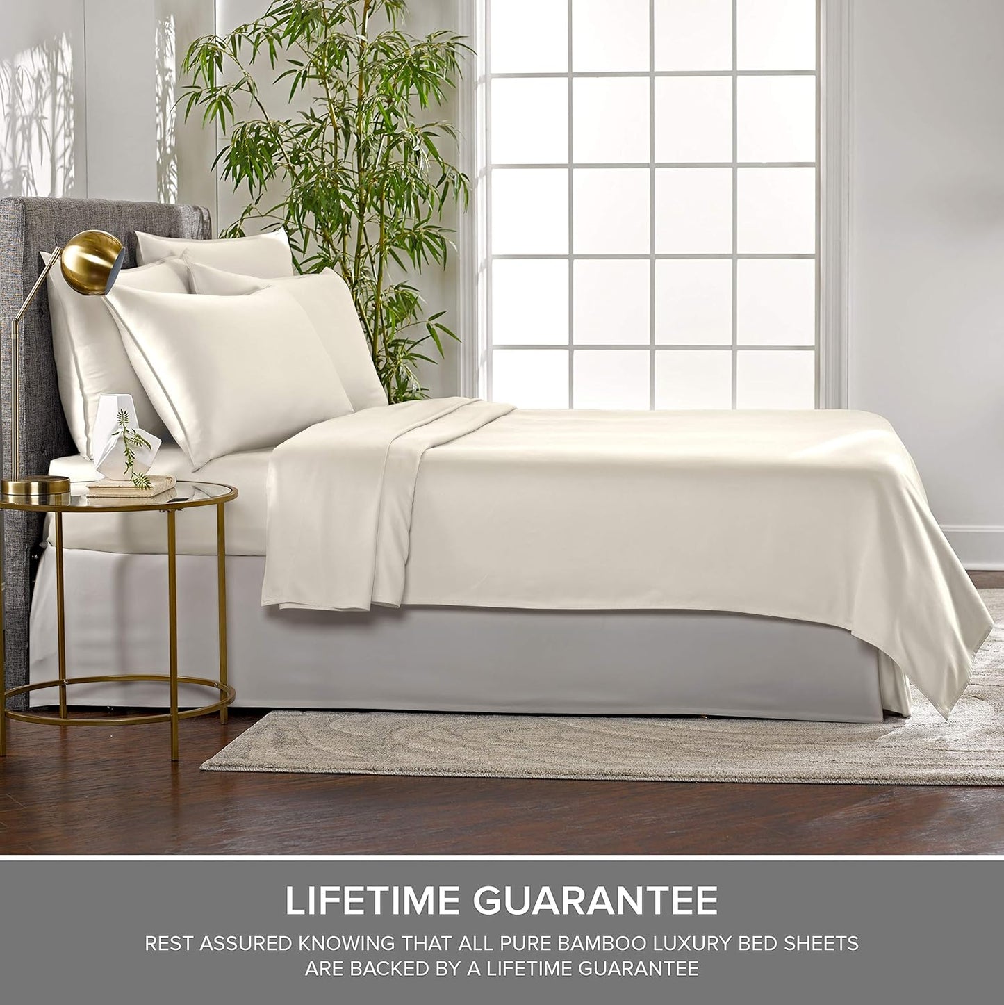 Queen Pillowcases by Pure Bamboo, Genuine 100% Organic Viscose Derived from Bamboo, Luxuriously Soft & Cooling, Double Stitching, Envelope Closure (2 Queen Pillowcases, Ivory)