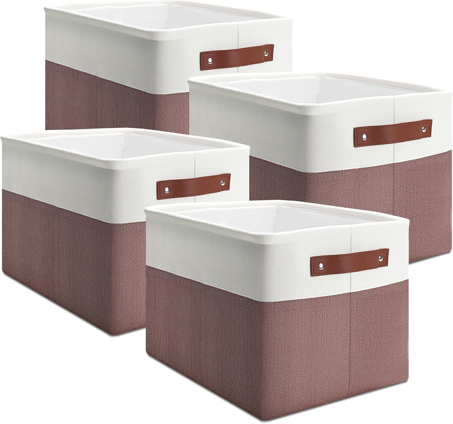 Storage Baskets for Shelves, 4 Pack Storage Bins for Cloth,Toy, Linen Fabric Foldable Basket with Handles, Home Organizing, Decorative