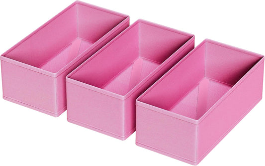 3 PACK Drawer Organizer Clothes，drawer Divider， Dresser Drawer Storage for Sock, Underwear, Bra，Panties，Belt, Tie, Stockings, Leggings & Accessories (Pink)