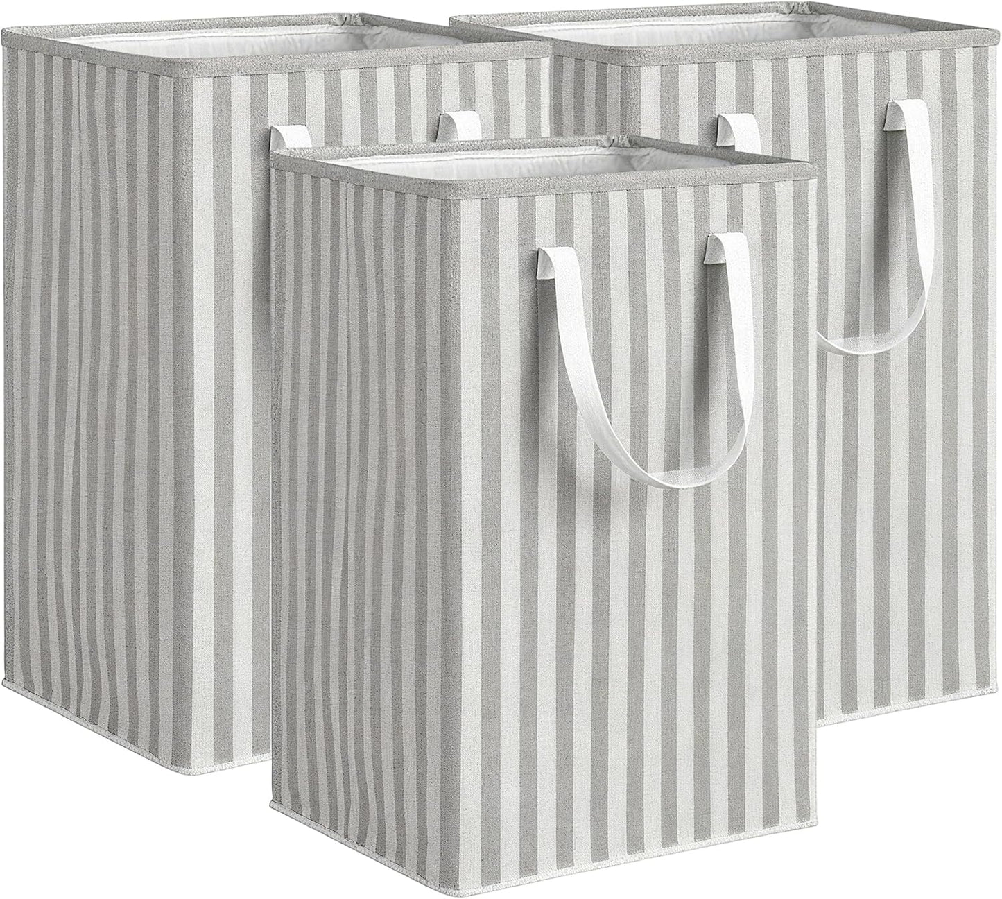 3 Pack Laundry Hamper Collapsible 75L Large Waterproof Cotton Linen Clothes Hamper with Handles Freestanding for Home Dorm Bathroom Bedroom Campin