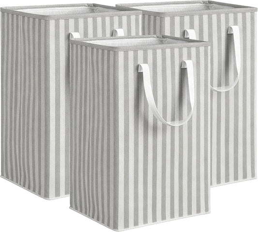 3 Pack Laundry Hamper Collapsible 75L Large Waterproof Cotton Linen Clothes Hamper with Handles Freestanding for Home Dorm Bathroom Bedroom Campin