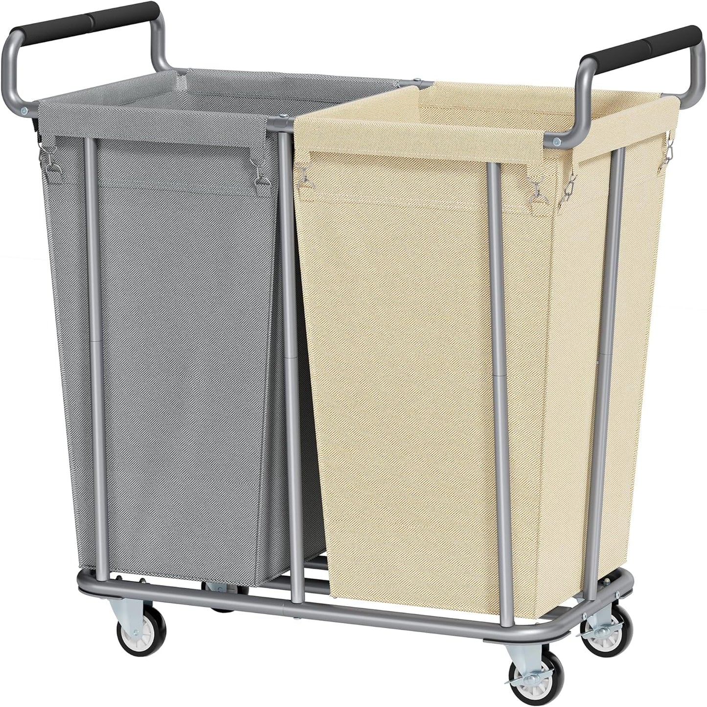 Large laundry hamper with Wheels, 2 Bag 360L Big Rolling Laundry Basket Sorter Cart, Extra Large Laundry Clothes Hamper, Heavy Duty Laundry Basket Organizer for Laundry Room,Bathroom