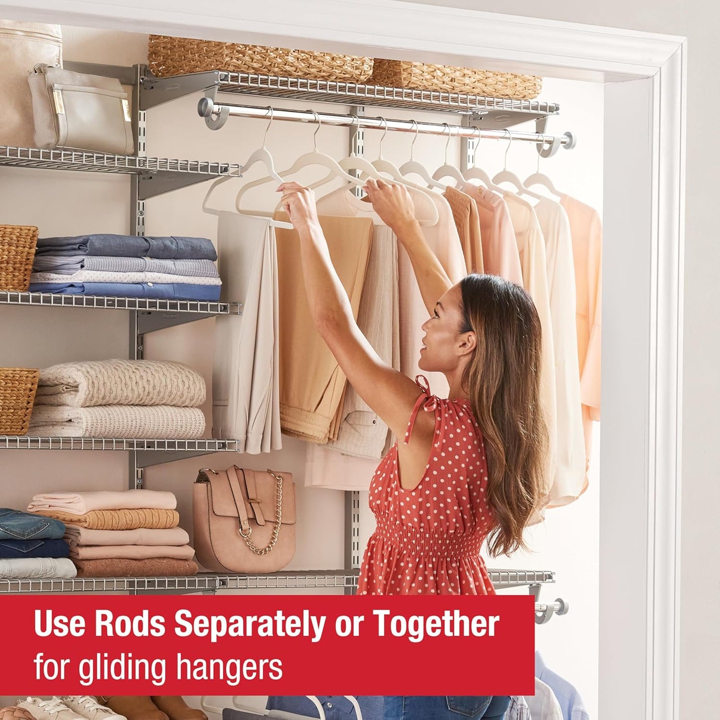 Rubbermaid Configurations Deluxe Custom Closet Kit, 3-6 Ft. Adjustable Metal Wire Shelving, Titanium Finish, Expandable Organization System, Hardware Included, for Home Closet/Pantry/Laundry/Mudroom