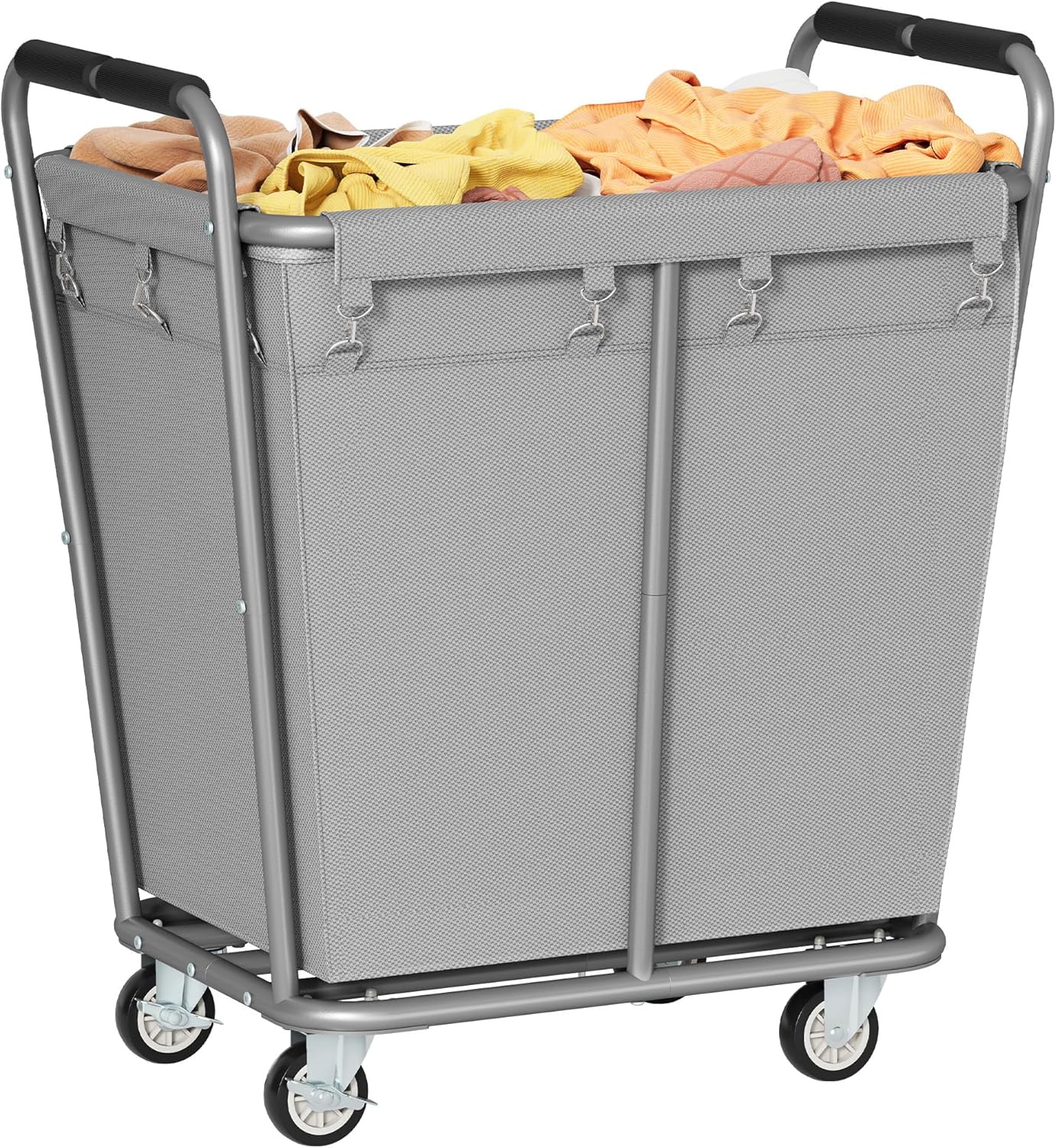 Hoctieon Large Laundry Cart with Wheels, 300L Heavy Duty Laundry Basket Organizer, Rolling Hamper Sorter for Clothes Storage, Industrial Dirty Clothes Hamper for Home & Hotel, Gray