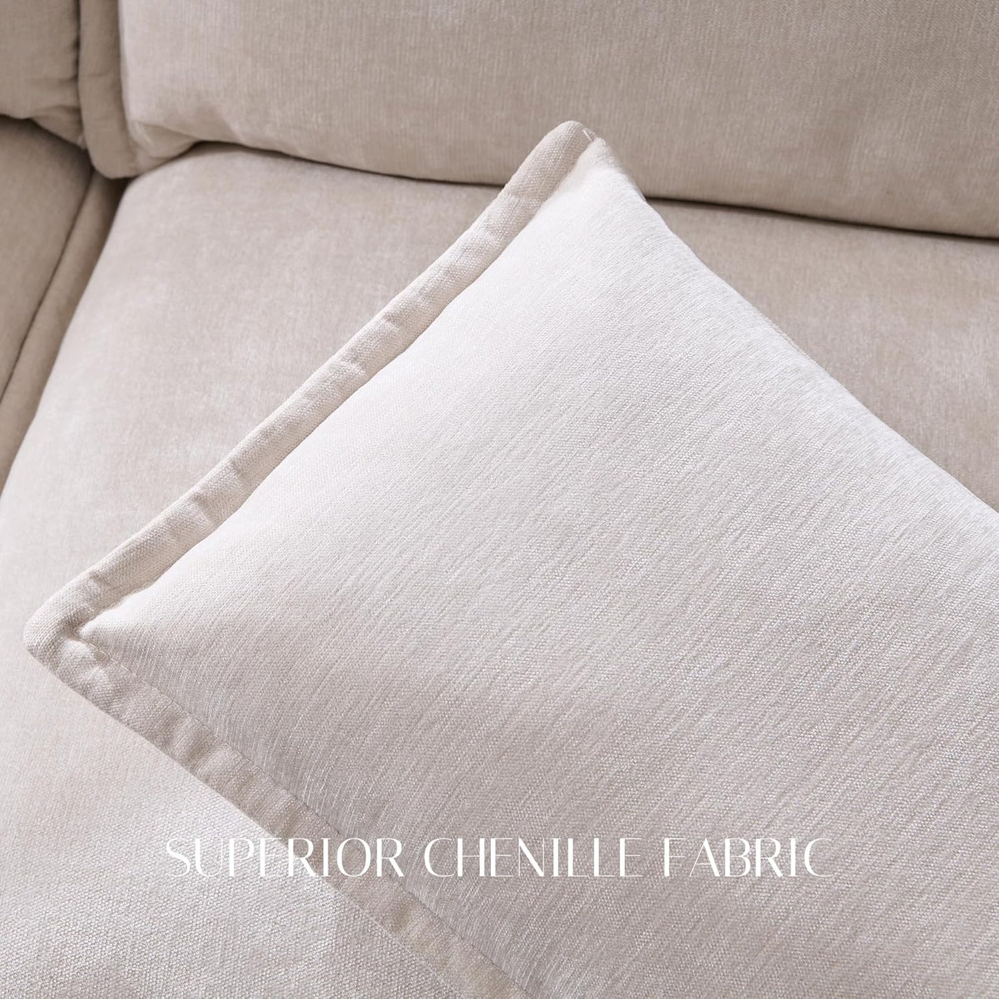 116.54" Sectional Couches for Living Room, Cloud Couch Sectional with Large Storage, U-Shape Modular Sectional Sofa with Ottoman,6 Seater Chenille Sofa with Pillow for Apartment, Bedroom, Beige