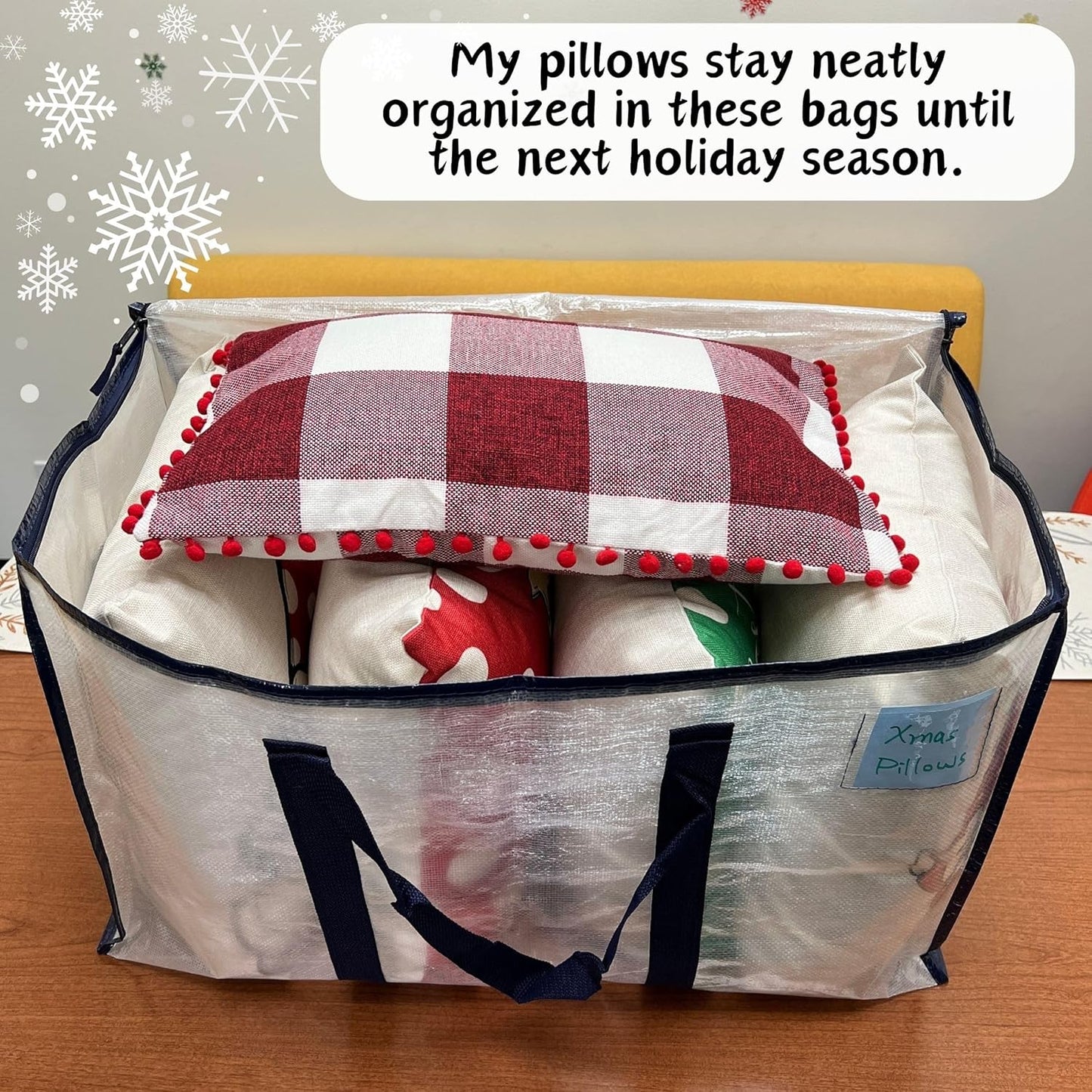 VENO 4 Pack Moving Bags and Large Christmas Storage Bins with lids. Alternative to Moving Boxes, Packing Supplies for College. Extra Large Heavy Duty Totes for Packaging (Clear, 4 Pack)