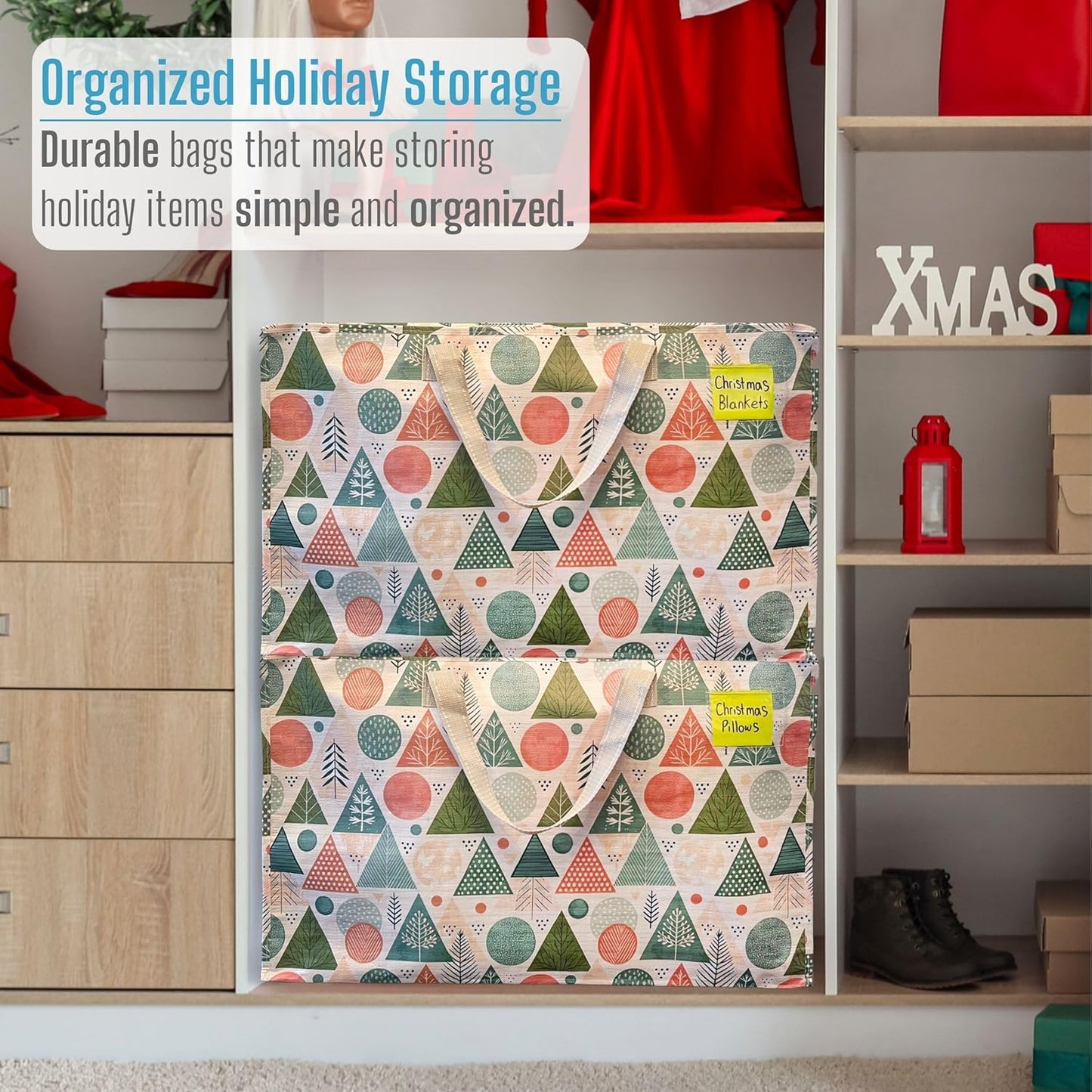 VENO 6 Pack Moving Bags and Large Christmas Decoration Storage Bins with lids. Alternative to Moving Boxes, Packing Supplies for College. Heavy Duty Totes (Pastel Forest, 6 Pack)