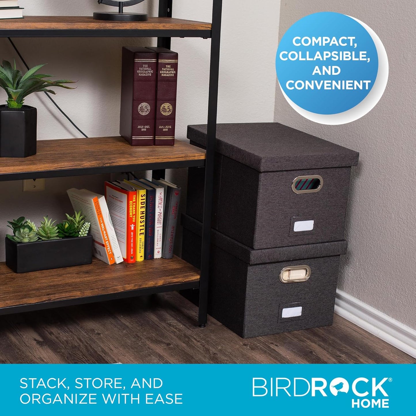 Internet's Best Collapsible File Storage Organizer | Decorative Linen Filing & Storage Office Box | Letter/Legal | Grey