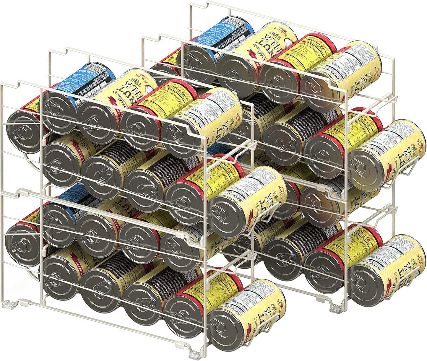 Simple Houseware Soda Can Organizer Stackable Rack Dispenser for Pantry/Refrigerator, 4 Pack, White