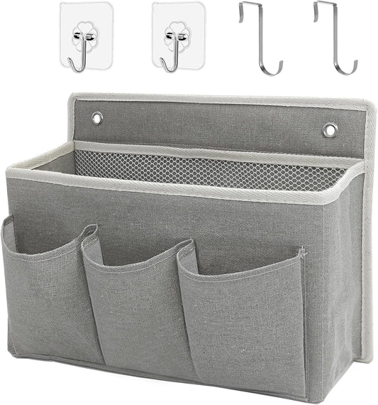 Wall Hanging Organizer Bag/Hanging Baskets with Large Mesh Compartment & 3 Pockets，Over the Door Hanging Organizer Space Saving Storage for Bedroom,RV Camper, Closet (Gray - 1 Pack)