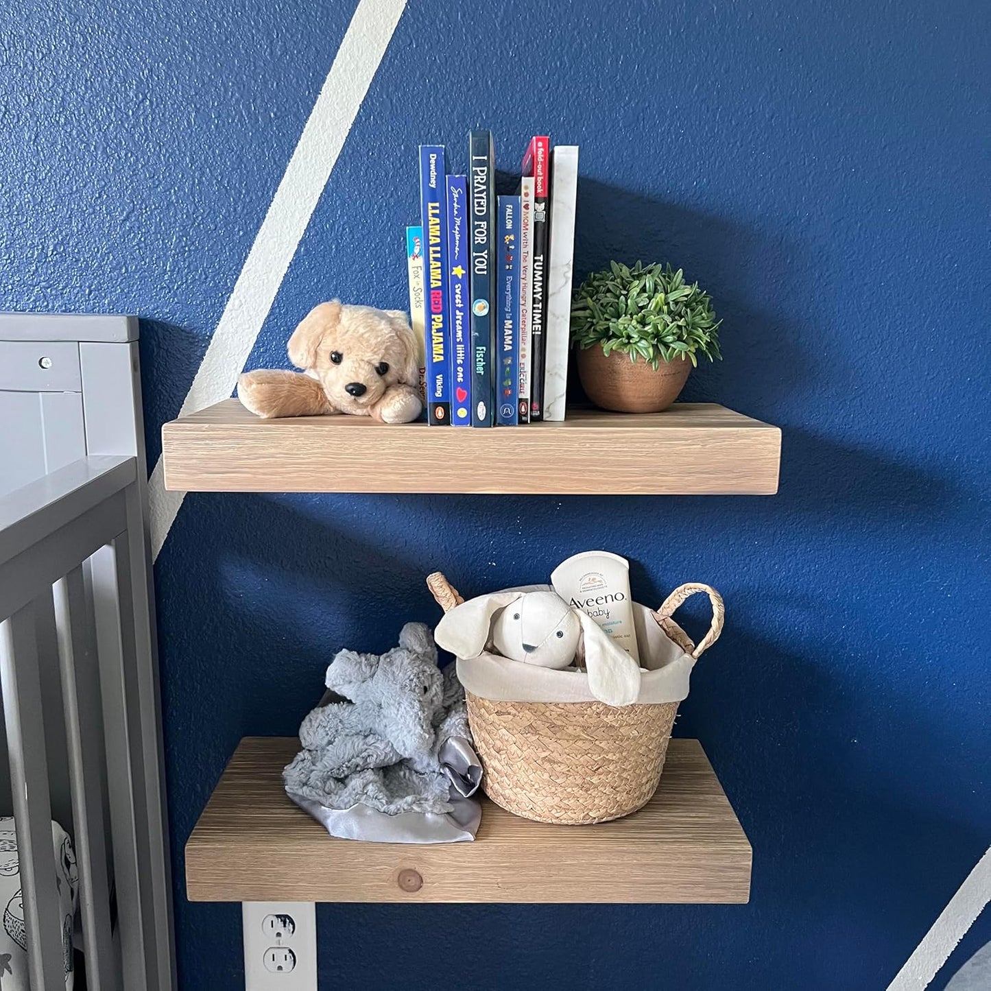 joelsantiques - 18 Inch Wooden Floating Shelves for Wall - 18x8x2 in - Made of Natural Wood - Short Heavy Duty Rustic Wall Shelves for Bedroom - Perfect for Living Room, Kitchen - Natural/Beige