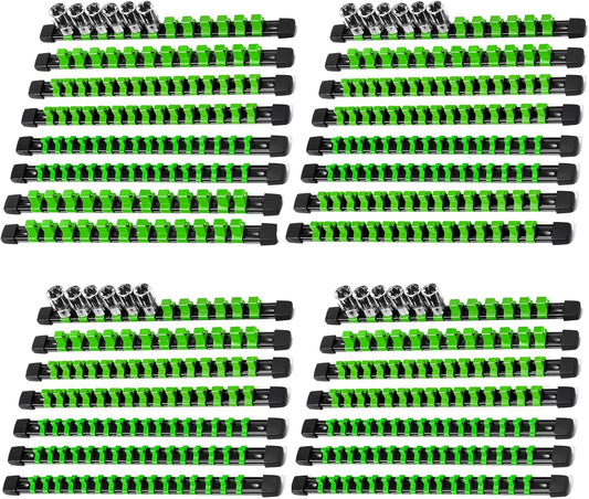 Socket Organizer Drive ABS Tools - Green Socket Holder, Premium Quality 30 Pieces Socket Holders Kit 1/4-Inch x 160 Clips, 3/8-Inch x 150 Clips, 1/2-Inch x 120 Clips（30PC,Green)