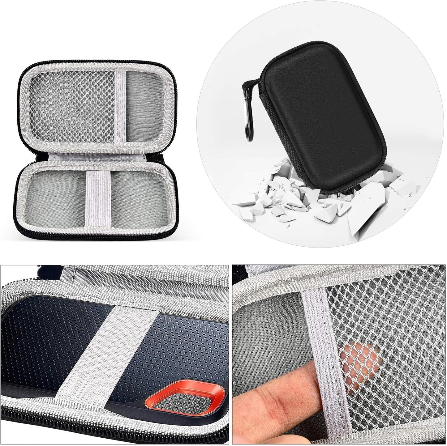 Hard Case Compatible with SanDisk 500GB/ 1TB/ 2TB/ 4TB Extreme Portable SSD - Up to 1050MB/s - USB-C, USB 3.2 Gen 2 - External for Solid State Drive. Carrying Travel Holder for USB Cables (Box Only)