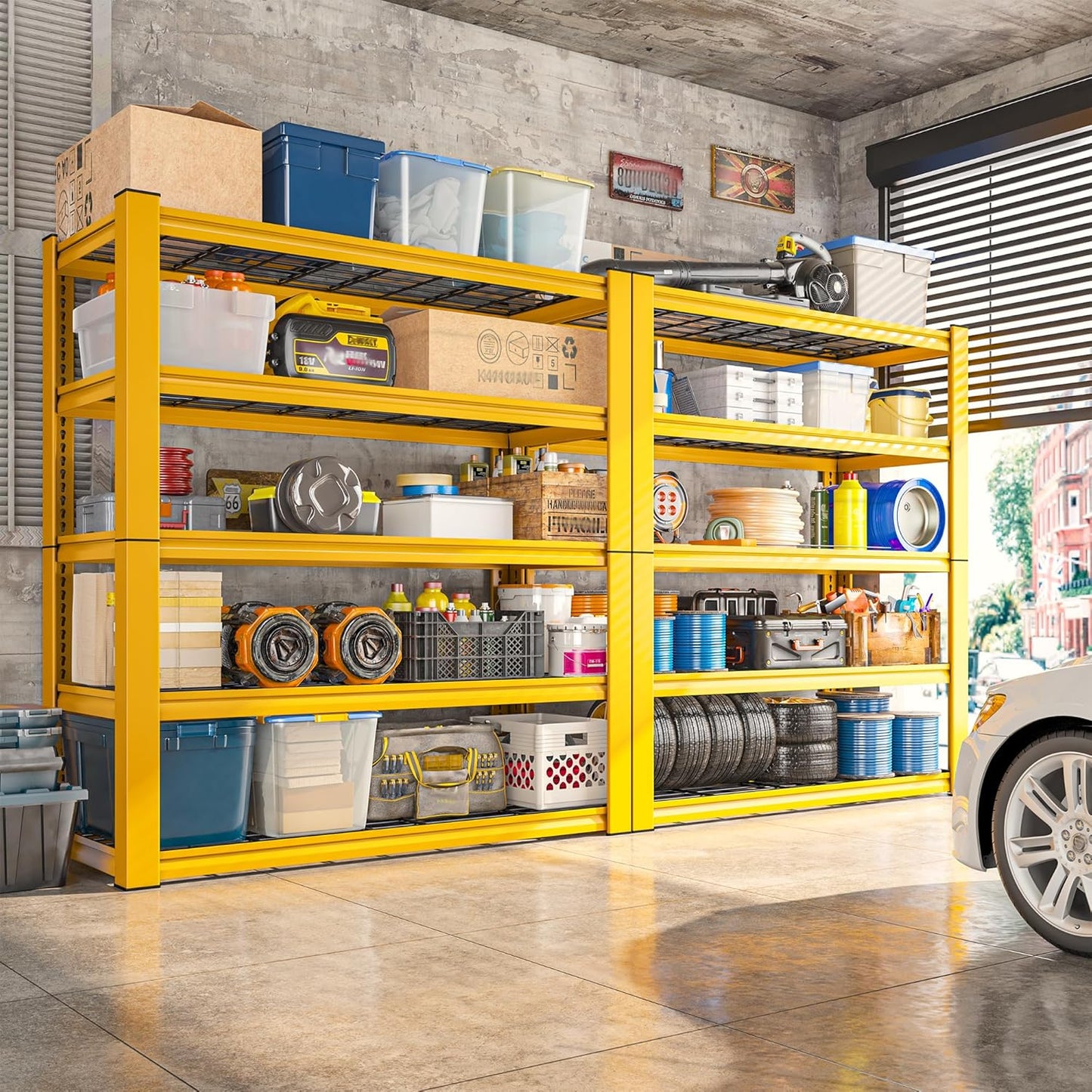 REIBII 72''H Garage Shelving 3010 LBS Storage Shelves Adjustable Metal Shelving 5 Tier Metal Shelves for Storage Industrial Shelf for Kitchen Pantry Warehouse Basement 72" H X 35.5" W X 16" D