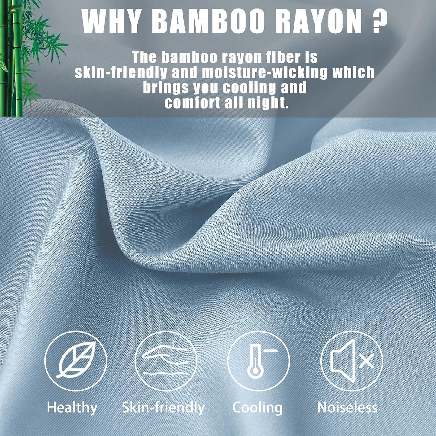 Pillow Cases Standard Size 2 Pack, Bamboo Rayon Cooling Pillowcases with Envelope Closure, Cool Breathable Pillow Case for Hot Sleepers & Night Sweats, 20x26 inches, Aqua Blue
