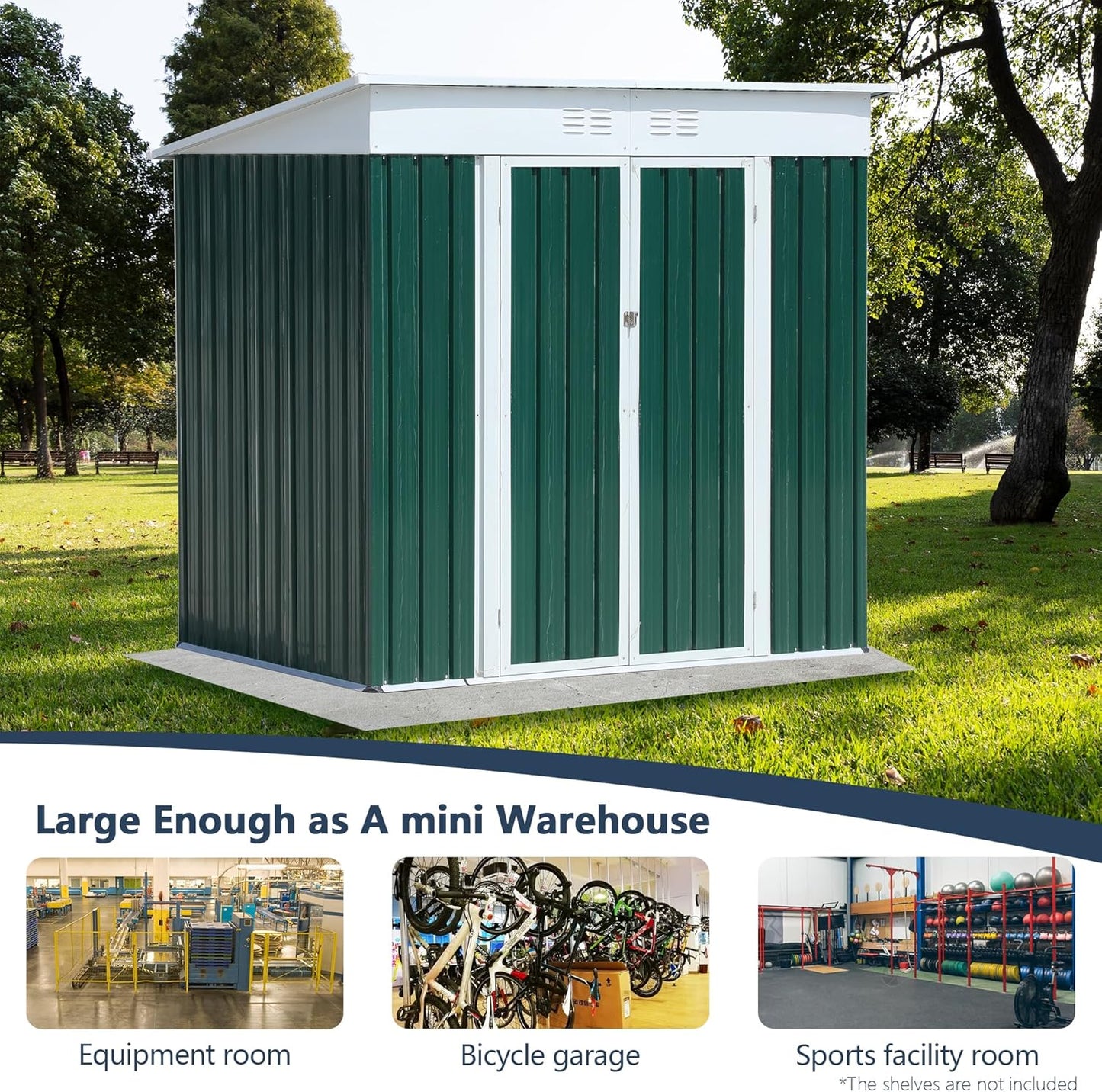 6x4ft Outdoor Metal Storage Shed Waterproof Garden Shed with Lockable Door, Windows & Vents, Tool Metal Storage for Patio Furniture Lawnmower