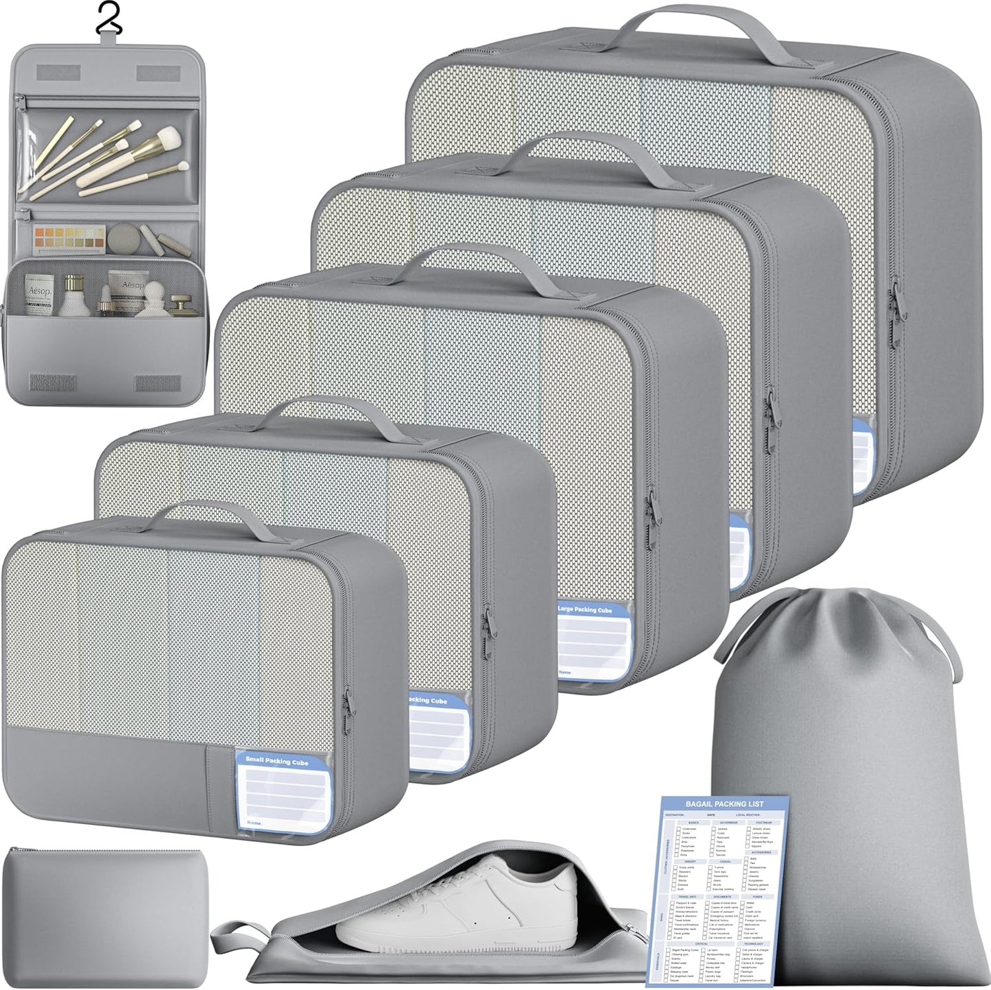 BAGAIL 9 Set Packing Cubes Luggage Packing Organizers for Travel Accessories
