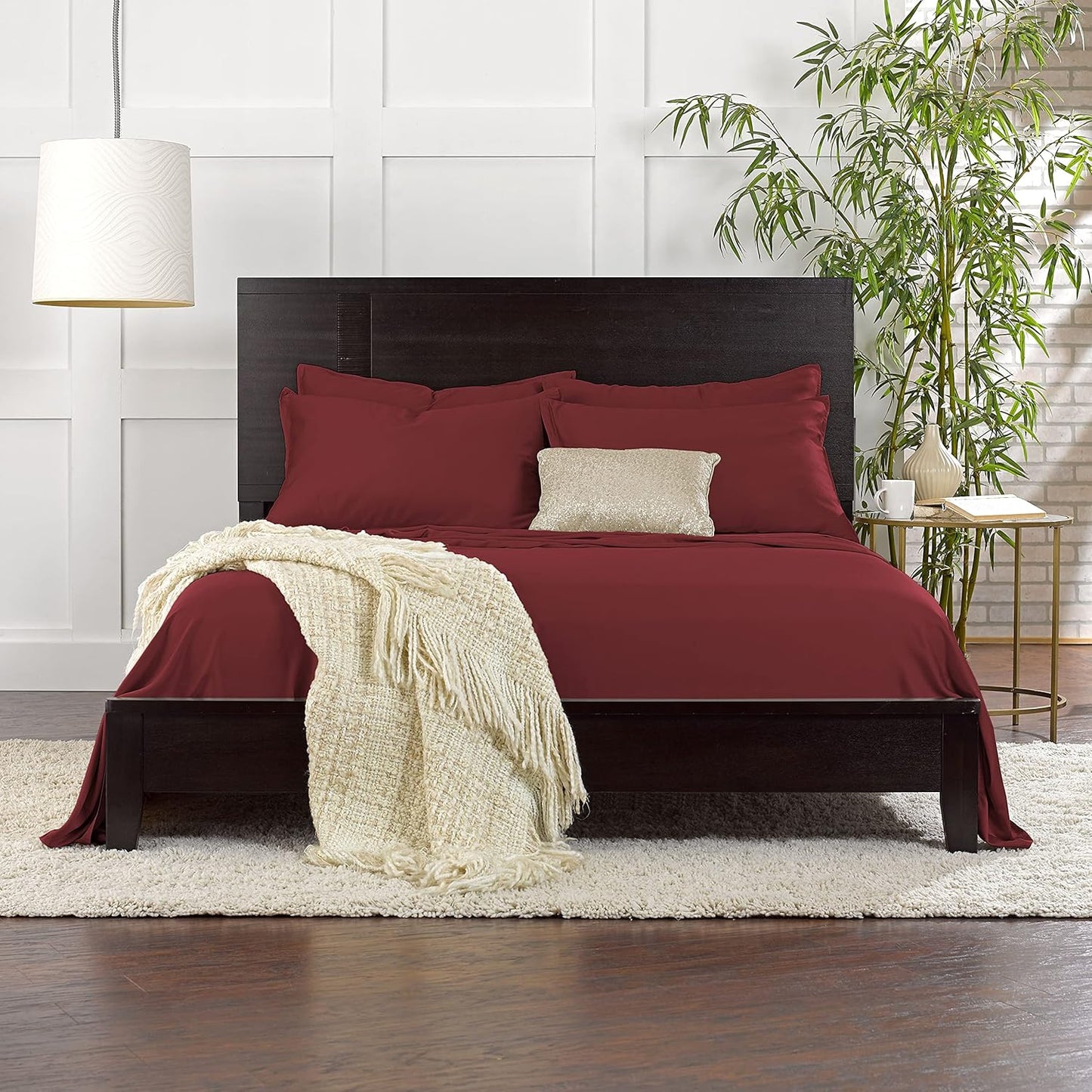 Queen Pillowcases by Pure Bamboo, Genuine 100% Organic Viscose Derived from Bamboo, Luxuriously Soft & Cooling, Double Stitching, Envelope Closure (2 Queen Pillowcases, Merlot)