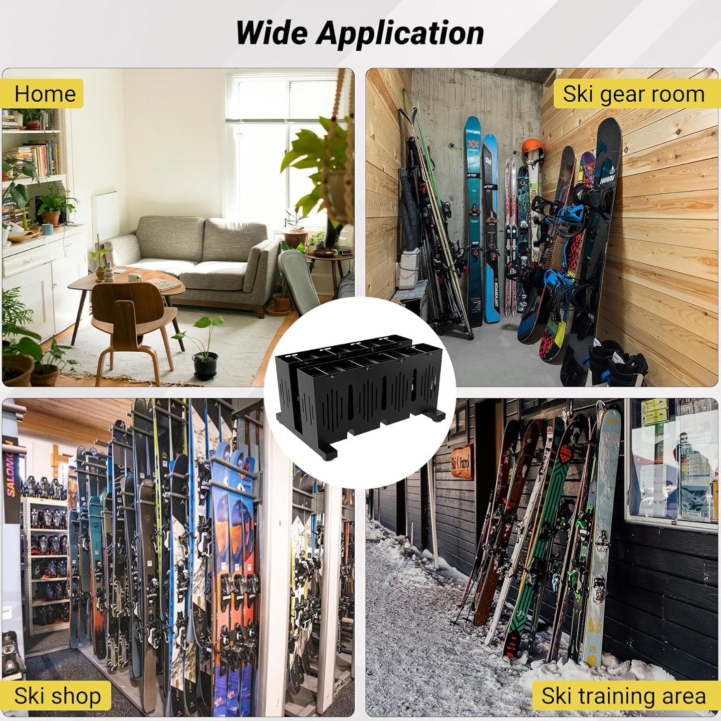 8-Pair Ski Storage Rack w/Width-Adjustable Fixing Bars, Heavy Duty Metal Freestanding Ski Rack - Ideal Organizer for Garage, Home and Store, 26" L ×18.1" W ×13.6" H