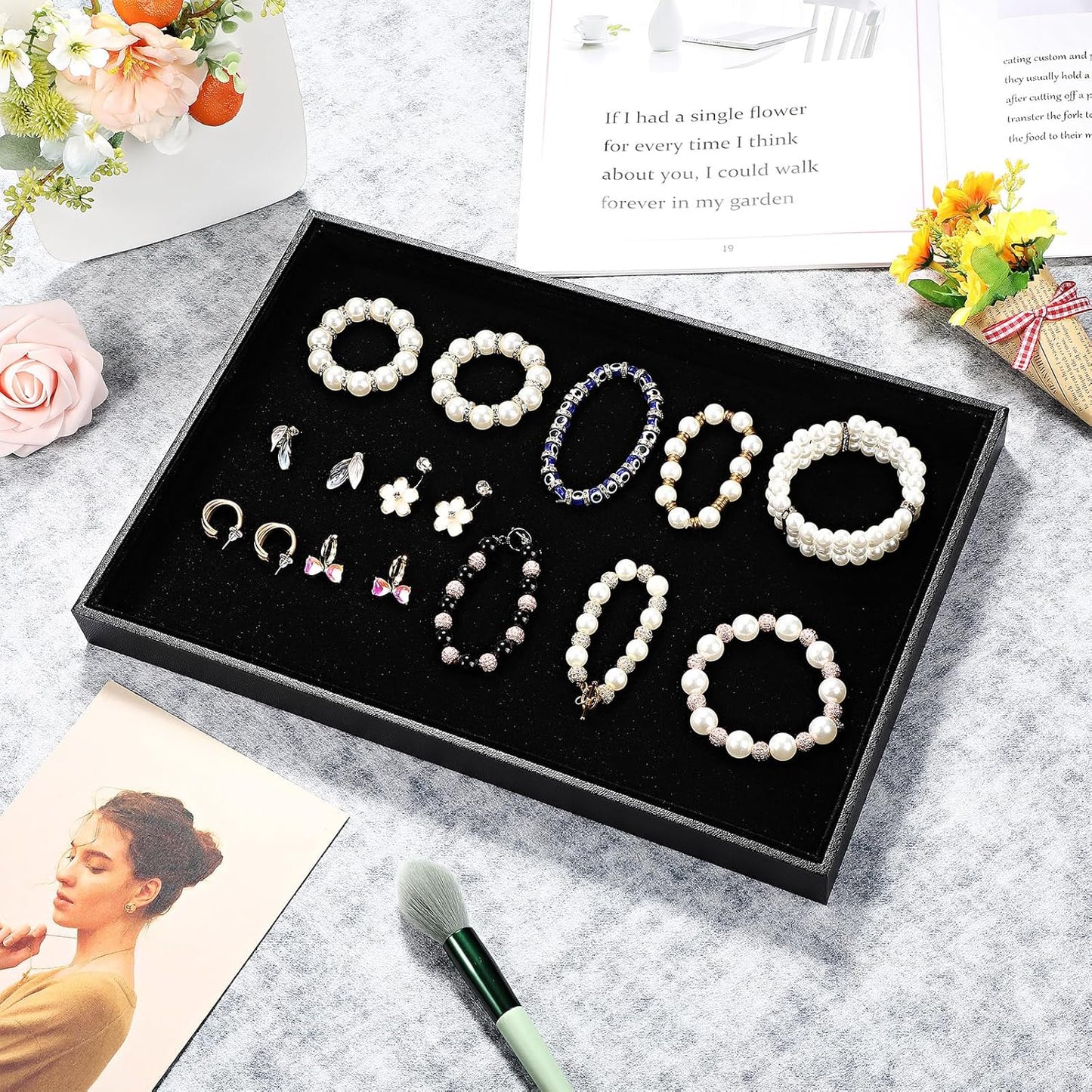 Quelay Stackable Jewelry Tray Jewelry Organizer Tray Showcase Display Empty Plate Bracelet Ring Earring Organizer