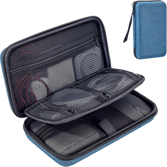 ProCase Large Hard Travel Electronic Organizer Case for MacBook Power Adapter Chargers Cables Tech Organizer Hard Drive USB Flash Disk SD Card Portable Electronics Accessories Bag -Navy