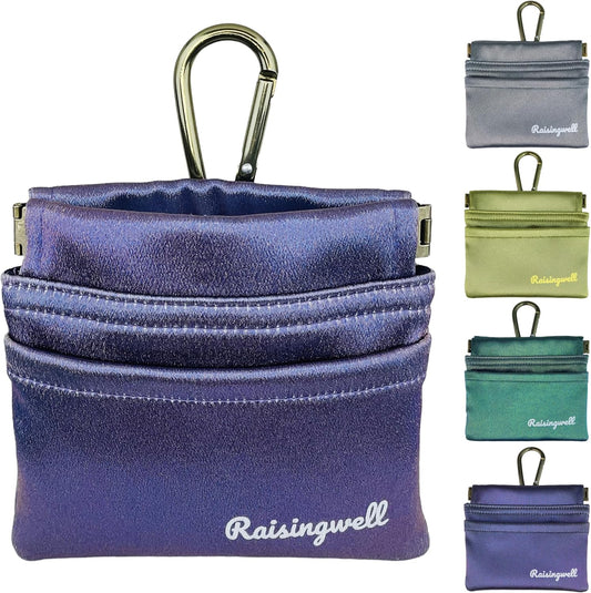 Dog Treat Pouch, Pocket Sized Pet Training Pouch, Hand Free Purple Dog Walking Bag with Carabiner, Self-Closing Pet Feed Snack Reward, for Puppy Travel or Outdoor Use, NanoPTC