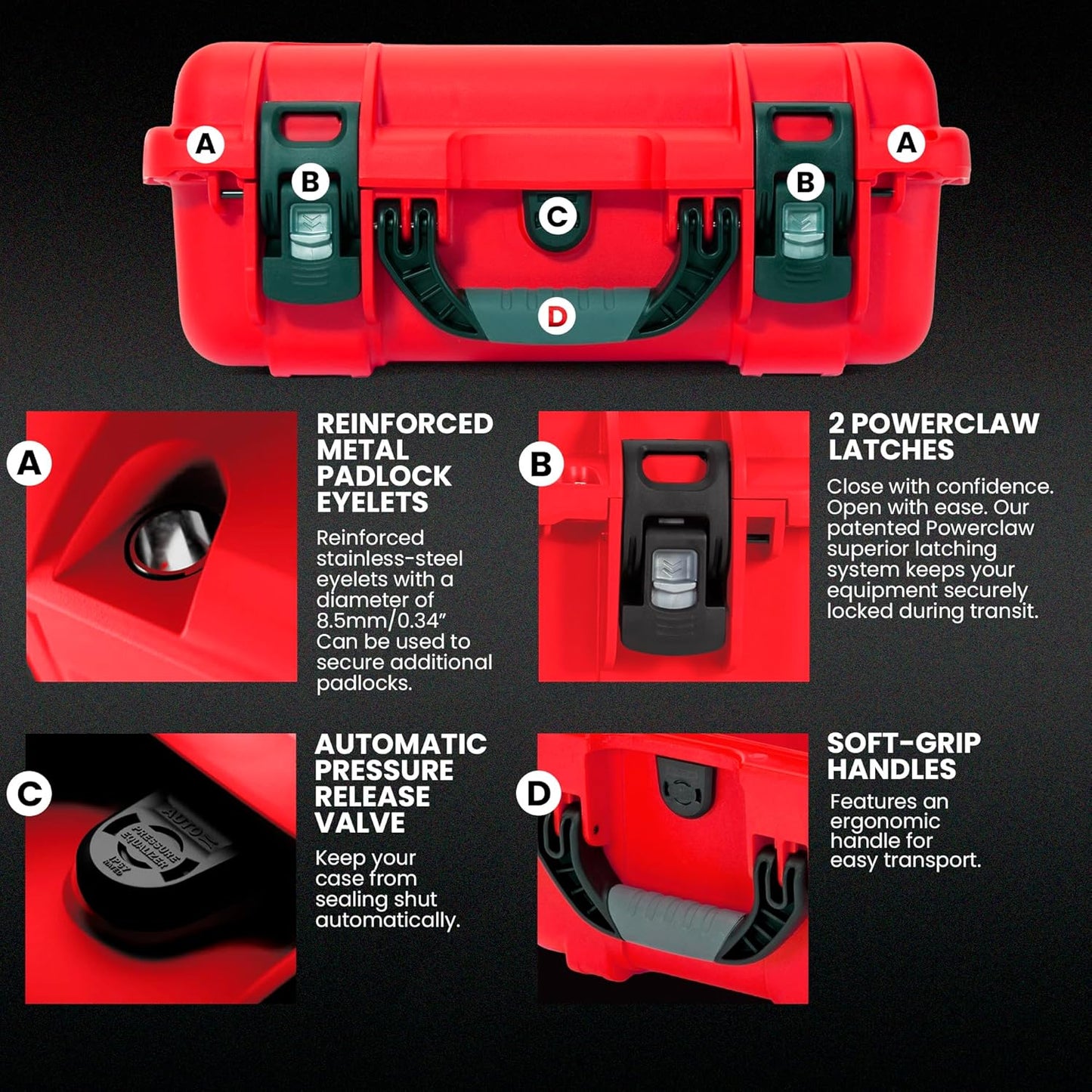 NANUK 920 Waterproof First Aid Box Empty – Durable, Medical First Aid Organizer Case, IP67-Rated, Dustproof, Impact-Resistant, and Floats (7.4" x 4.9" x 3.1") – Red