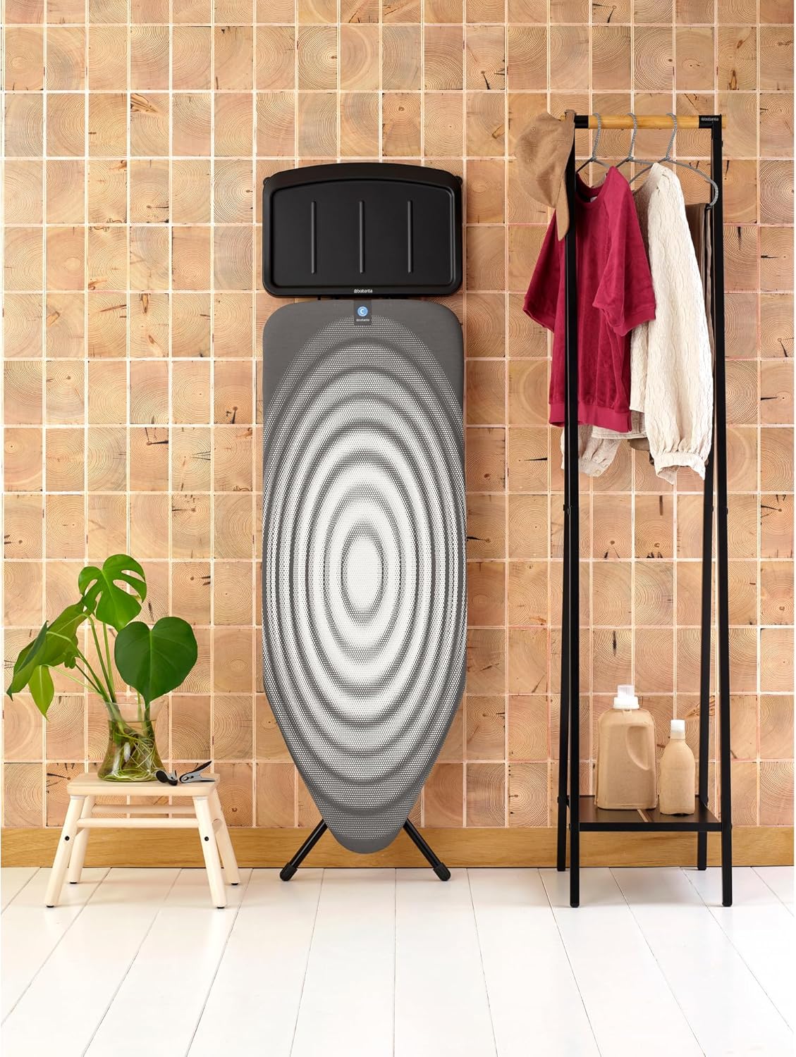 Brabantia - Ironing Board C - Extra Large Steam Unit Holder - Adjustable in Height - Non-Slip Rubber Feet - Cotton Cover with Foam Layer - Foldable XL Unit - Titan Oval - 49 x 18 inches