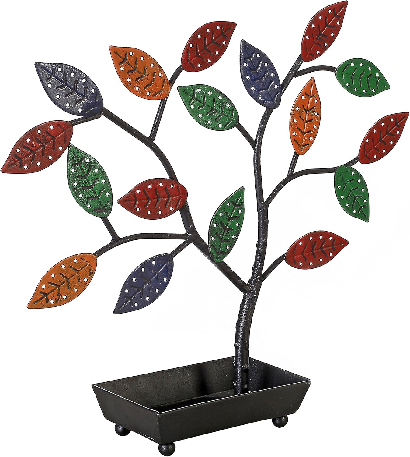 MyGift Jewelry Tree w/Bird Nest 48 pair Earrings Holder, Bracelets/Necklace Organizer Stand (Multicolored Metal)