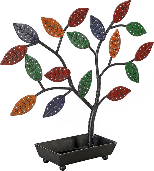 MyGift Jewelry Tree w/Bird Nest 48 pair Earrings Holder, Bracelets/Necklace Organizer Stand (Multicolored Metal)