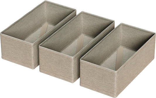3 PACK Drawer Organizer Clothes，drawer Divider， Dresser Drawer Storage for Sock, Underwear, Bra，Panties，Belt, Tie, Stockings, Leggings & Accessories (Beige)
