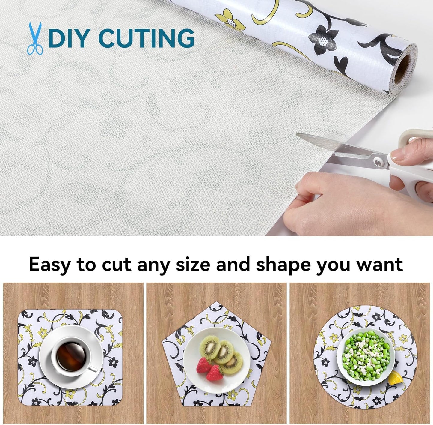 2 Rolls 18" W x 96" L Floral Drawer and Shelf Liner for Cabinets, Non-Adhesive Strong Grip Non-Slip Flower Shelf Cabinet Kitchen Shelf Liners for Kitchen Cabinets