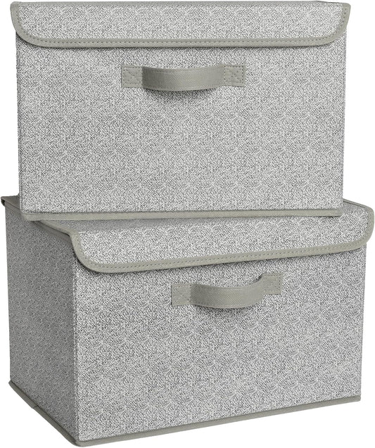 GRANNY SAYS Storage Boxes with Lids, Fabric Storage Bins, Keepsake Box, Closet Organizers and Storage, Gray, 2-Pack
