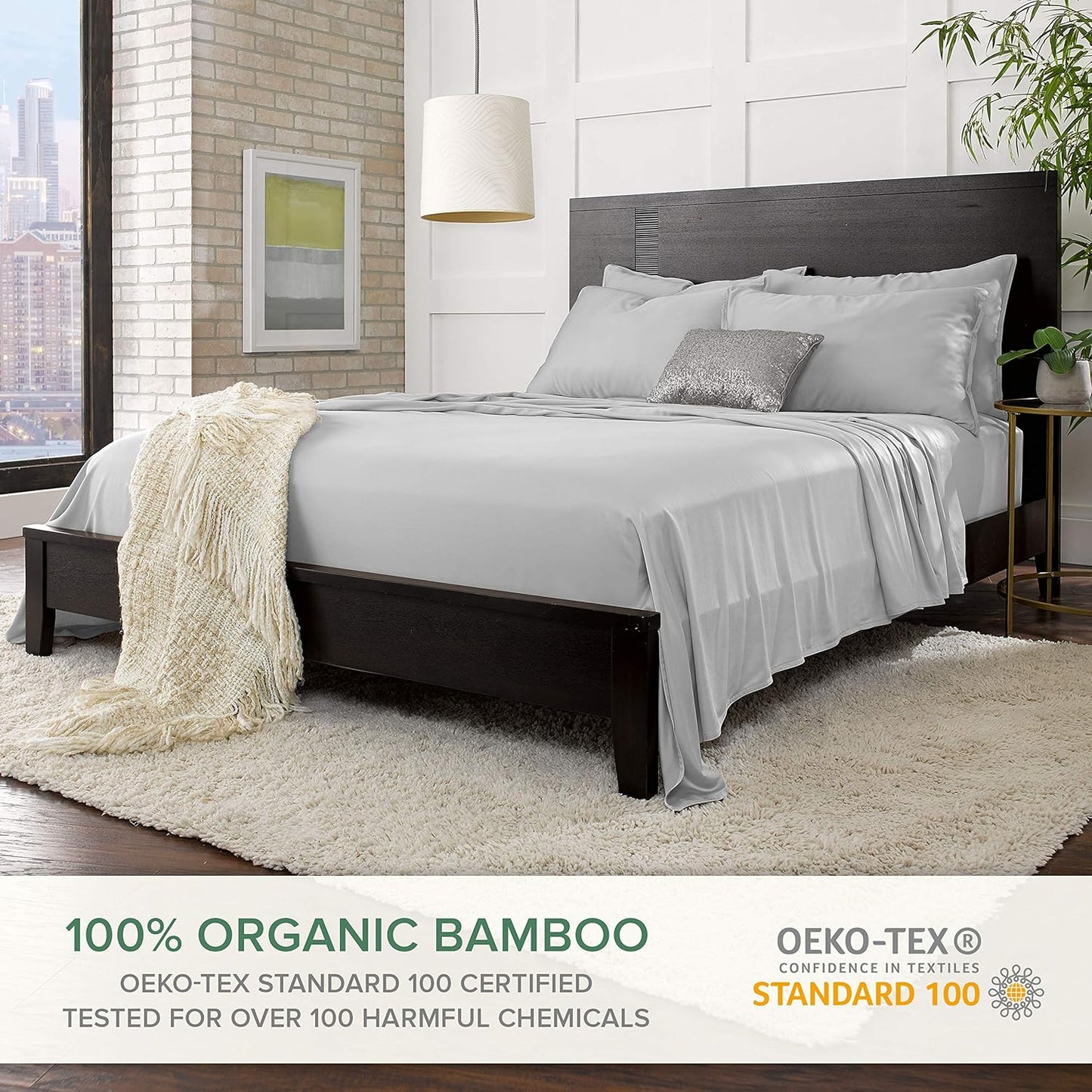 King Pillowcases by Pure Bamboo, Genuine 100% Organic Viscose Derived from Bamboo, Luxuriously Soft & Cooling, Double Stitching, Envelope Closure (2 King Pillowcases, Silver Pearl)