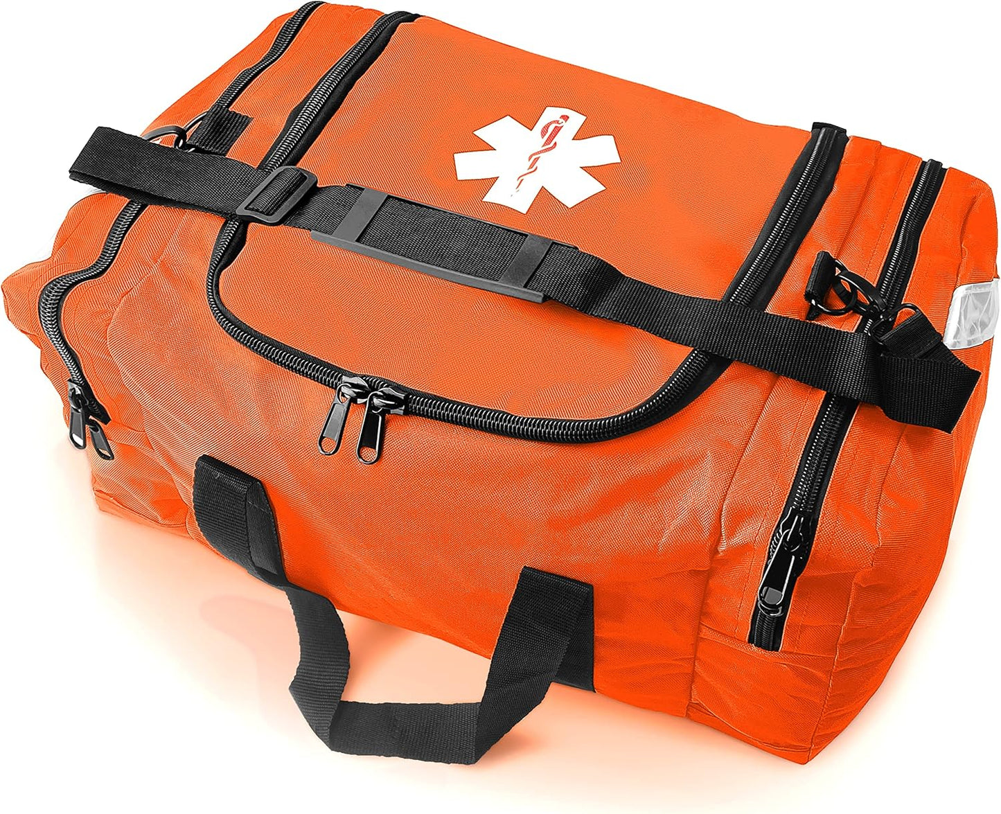 ASA TECHMED Large EMT First Responder Trauma Medical Bag Empty for Home 21x12x9 Inches, Office, School, EMTs, Paramedics, First Responders, Orange