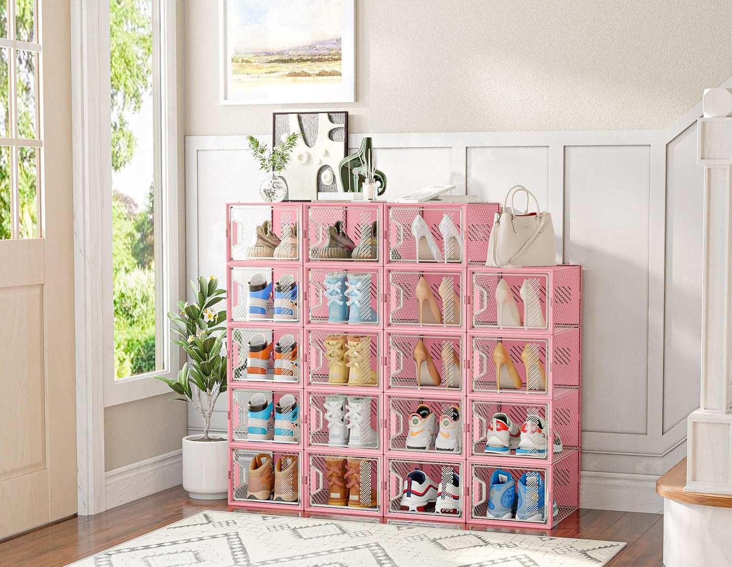 Shoe Storage, 12 Pack X-Large Shoe Organizer for Closet, Shoe Boxes Clear Plastic Stackable Shoe Storage Boxes for Size 13