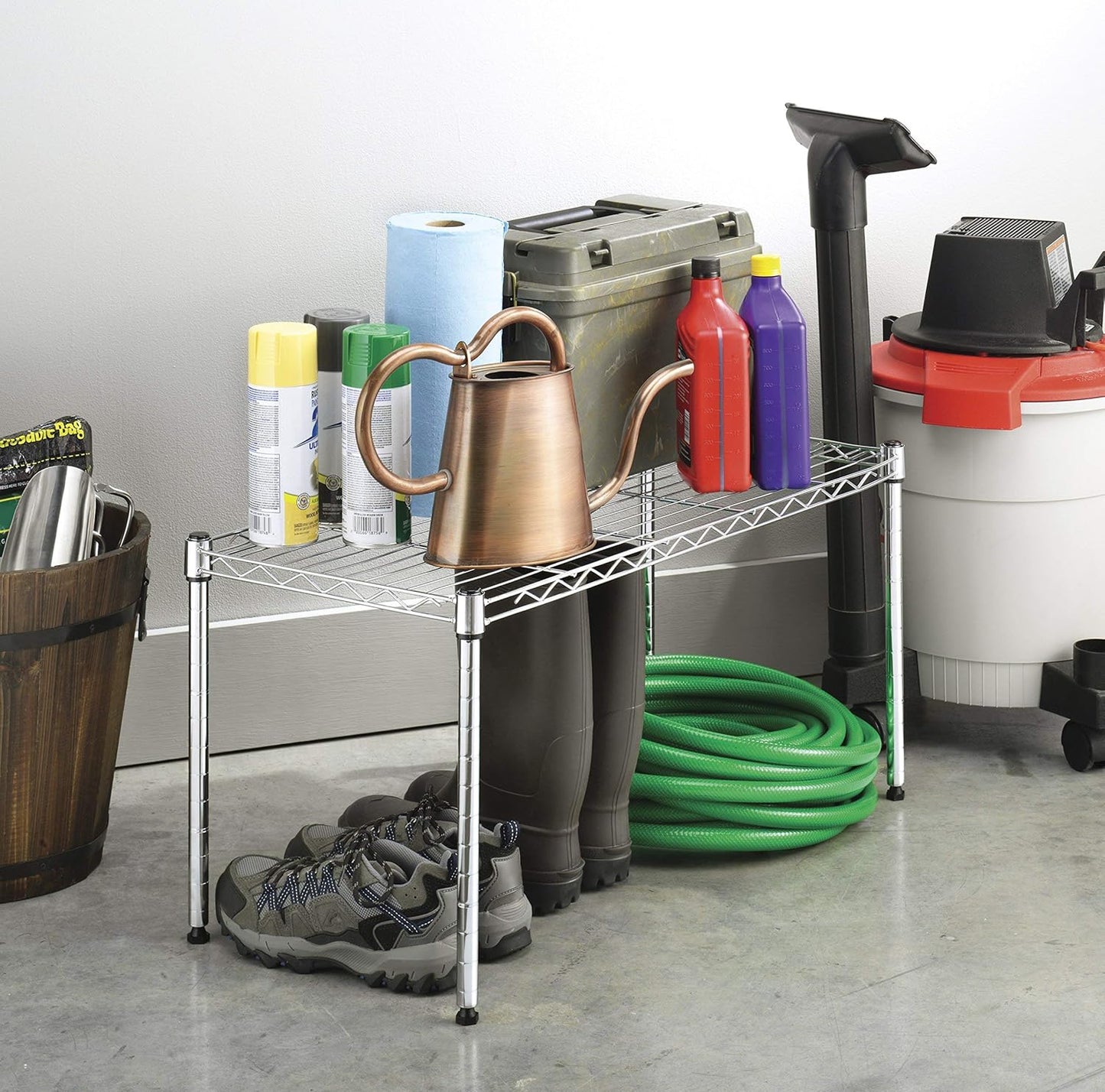 Whitmor 1 Tier Shelving Units, Wire Rack Storage Organizer, 30" L x 14" W x 15" H, Chrome