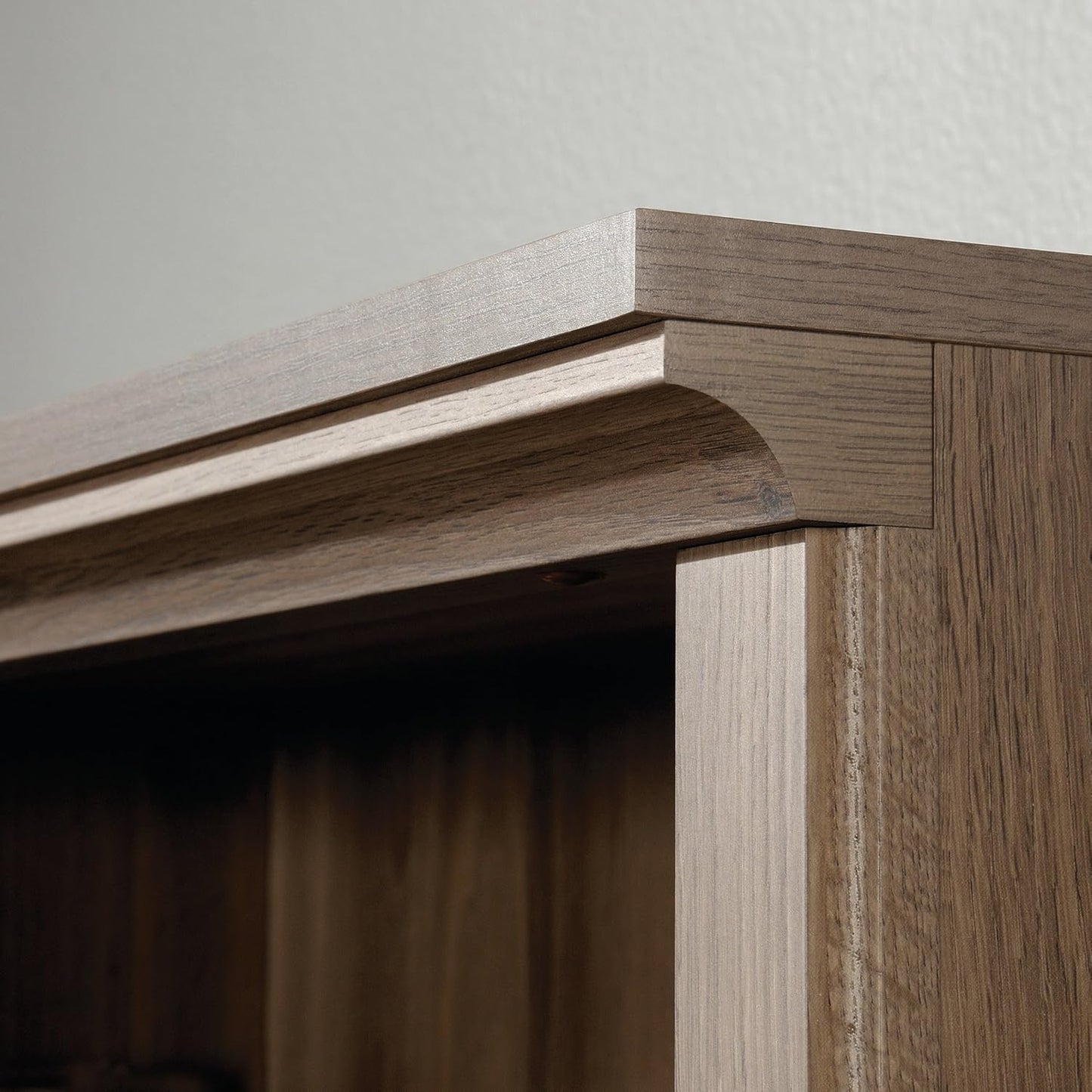 Sauder 5 Tier Book Shelf Wooden Bookcase Multipurpose Bookshelf for Home Office, Living Room, in Salt Oak finish