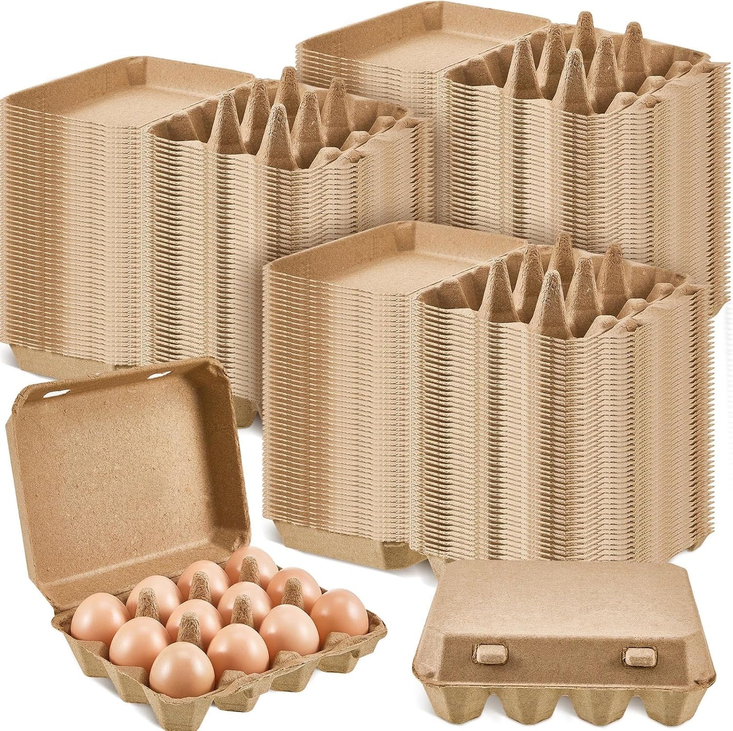 Rtteri 200 Pieces Paper Pulp Egg Cartons Bulk 3x4 Style Vintage Blank Egg Cartons Bulk for Fresh Duck Quail Storage Kitchen Family Farmhouse