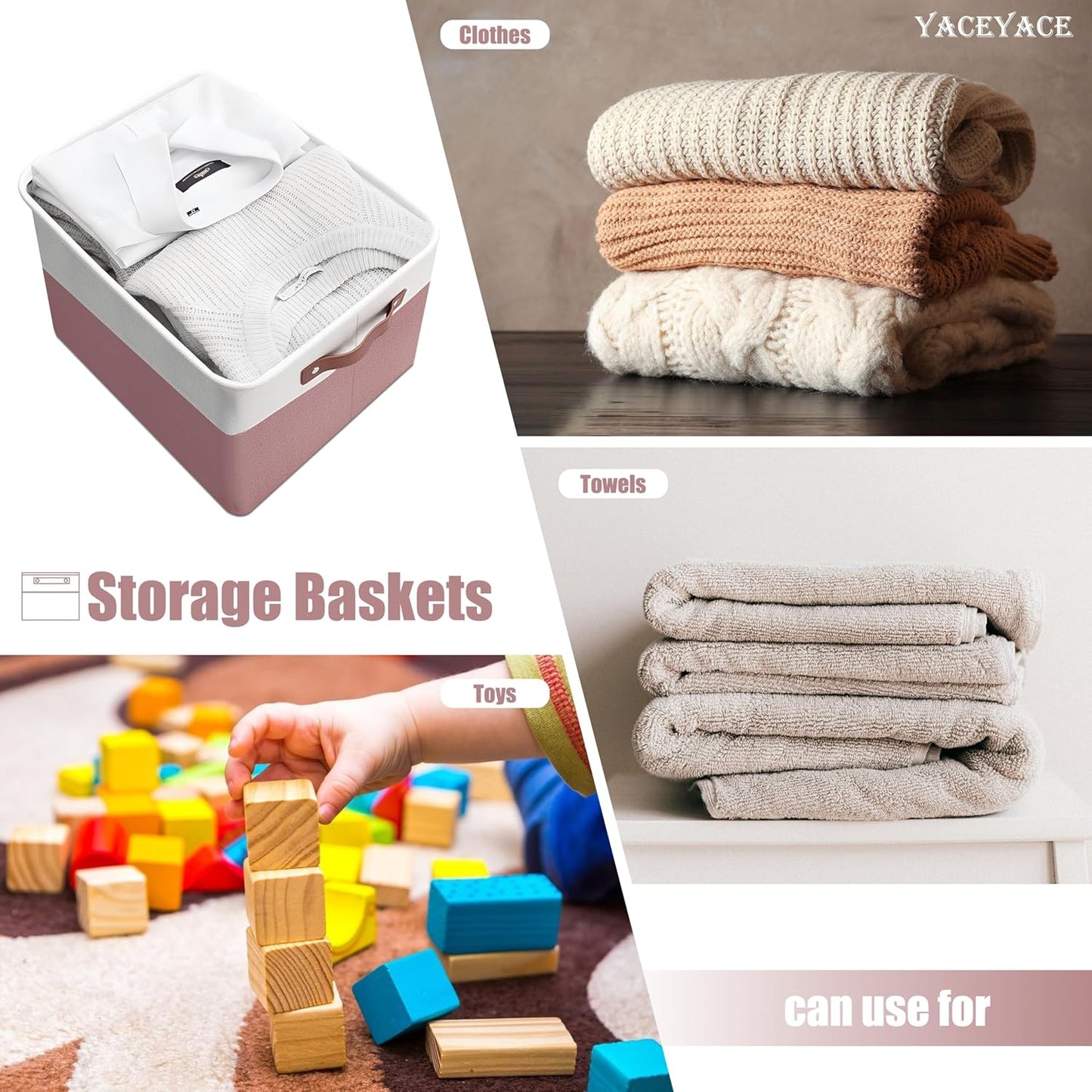 Basket Storage Toy, 4 Pack 15"x11"x9.5" Storage Bins for Cloth,Toy, Linen Fabric Basket with Handles for Home Decorative Organization