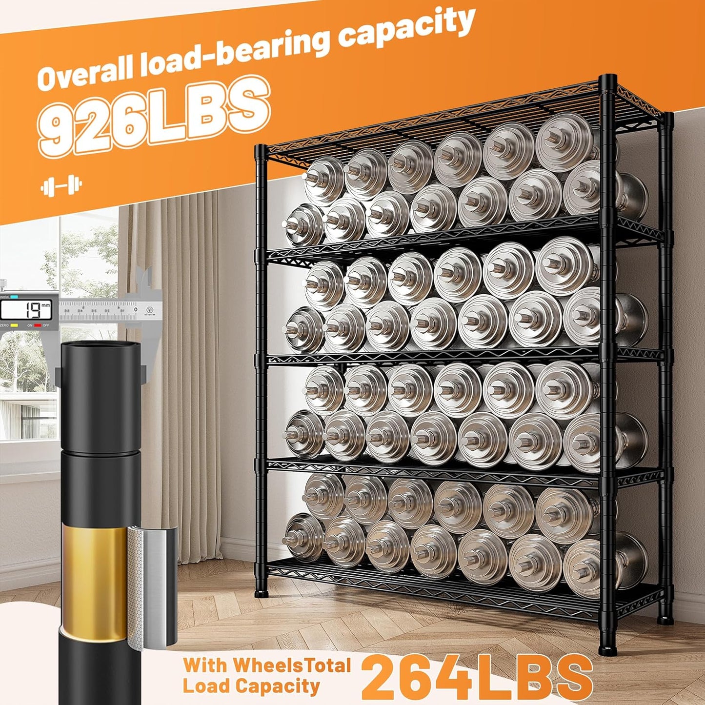 REIBII 72.8" H Storage Shelves with Cover & Wheels, Wire Shelving Heavy Duty Metal Shelving for Pantry Garage Kitchen Commercial Industrail, Storage Rack Shelf Shelving, 35" W*16" D*72.8" H
